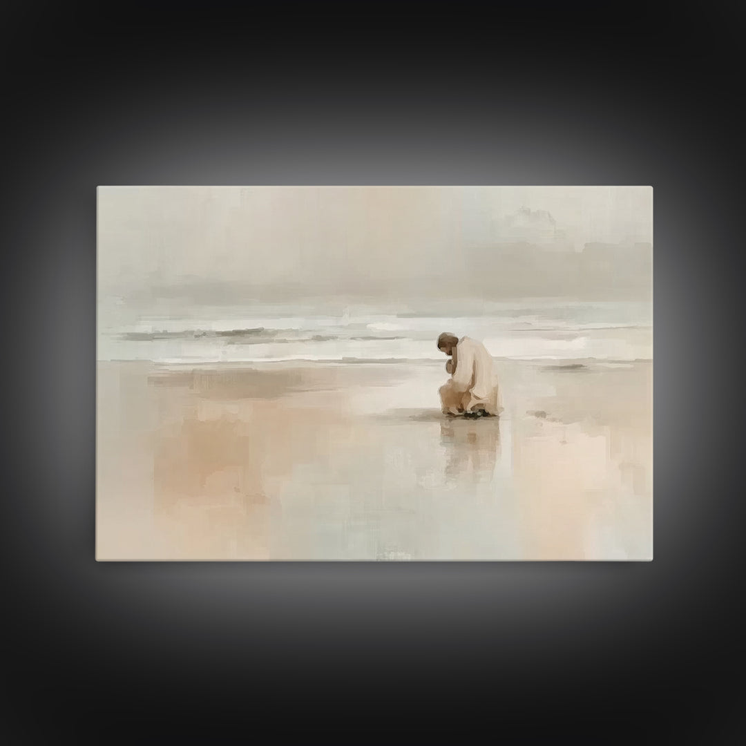 Solitary Grace, Framed Canvas Print, Christian Wall Art, Jesus Painting, Christian Art Canvas, Large Christian Art, Subtle Christian Art