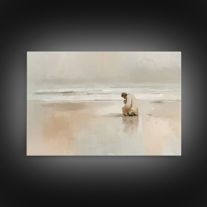 Solitary Grace, Framed Canvas Print, Christian Wall Art, Jesus Painting, Christian Art Canvas, Large Christian Art, Subtle Christian Art