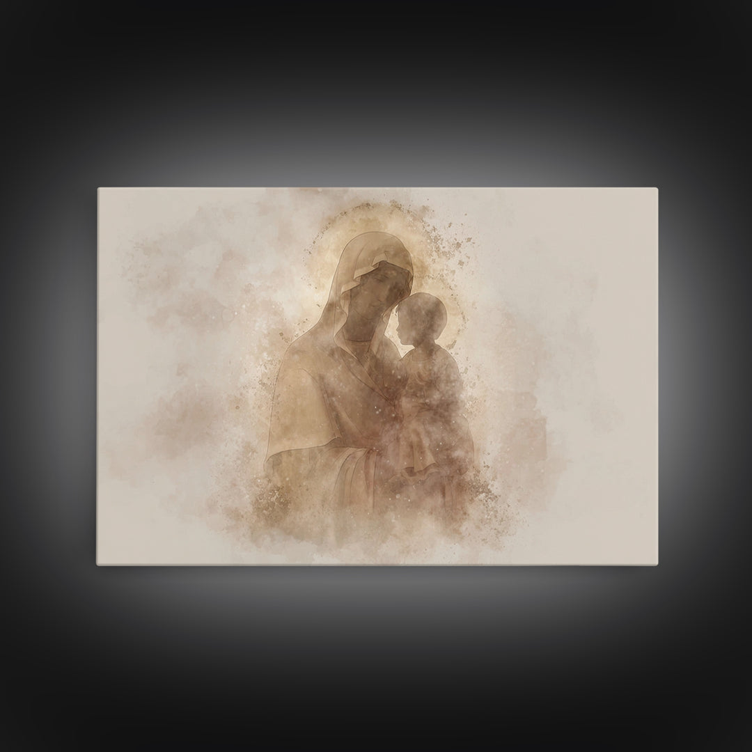 Radiant Innocence, Framed Canvas Print, Christian Wall Art, Mary And Jesus Painting, Christian Art Canvas, Large Christian Art, Modern Chri