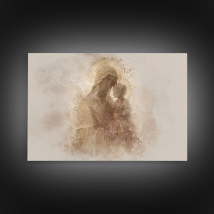 Radiant Innocence, Framed Canvas Print, Christian Wall Art, Mary And Jesus Painting, Christian Art Canvas, Large Christian Art, Modern Chri