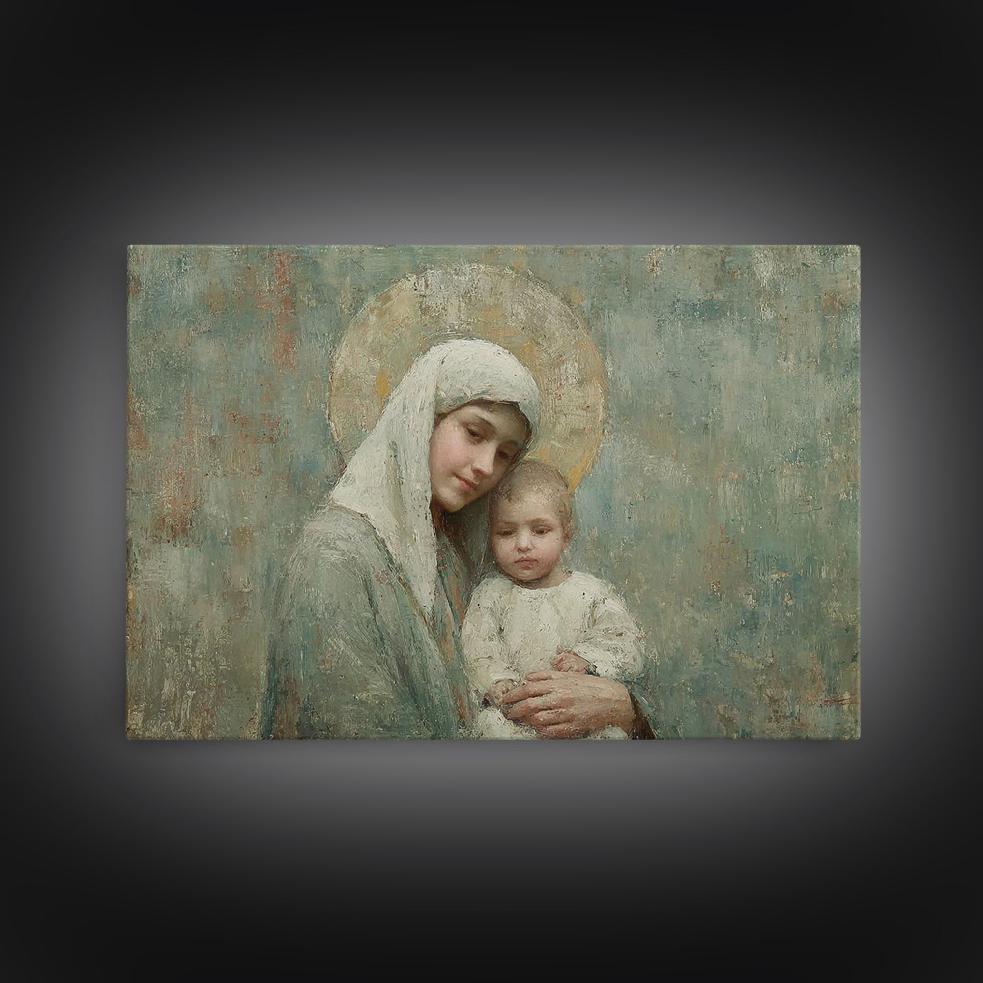 Halo Of Mercy | Framed Canvas Print | Mary And Jesus Painting | Christian Art | Christian Art Canvas | Christian Wall Art