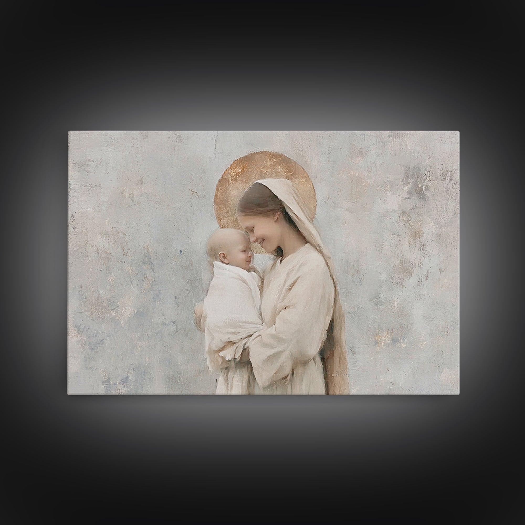 Blessed Light | Framed Canvas Print | Mary And Jesus Painting | Christian Wall Art | Christian Art | Christian Art Canvas