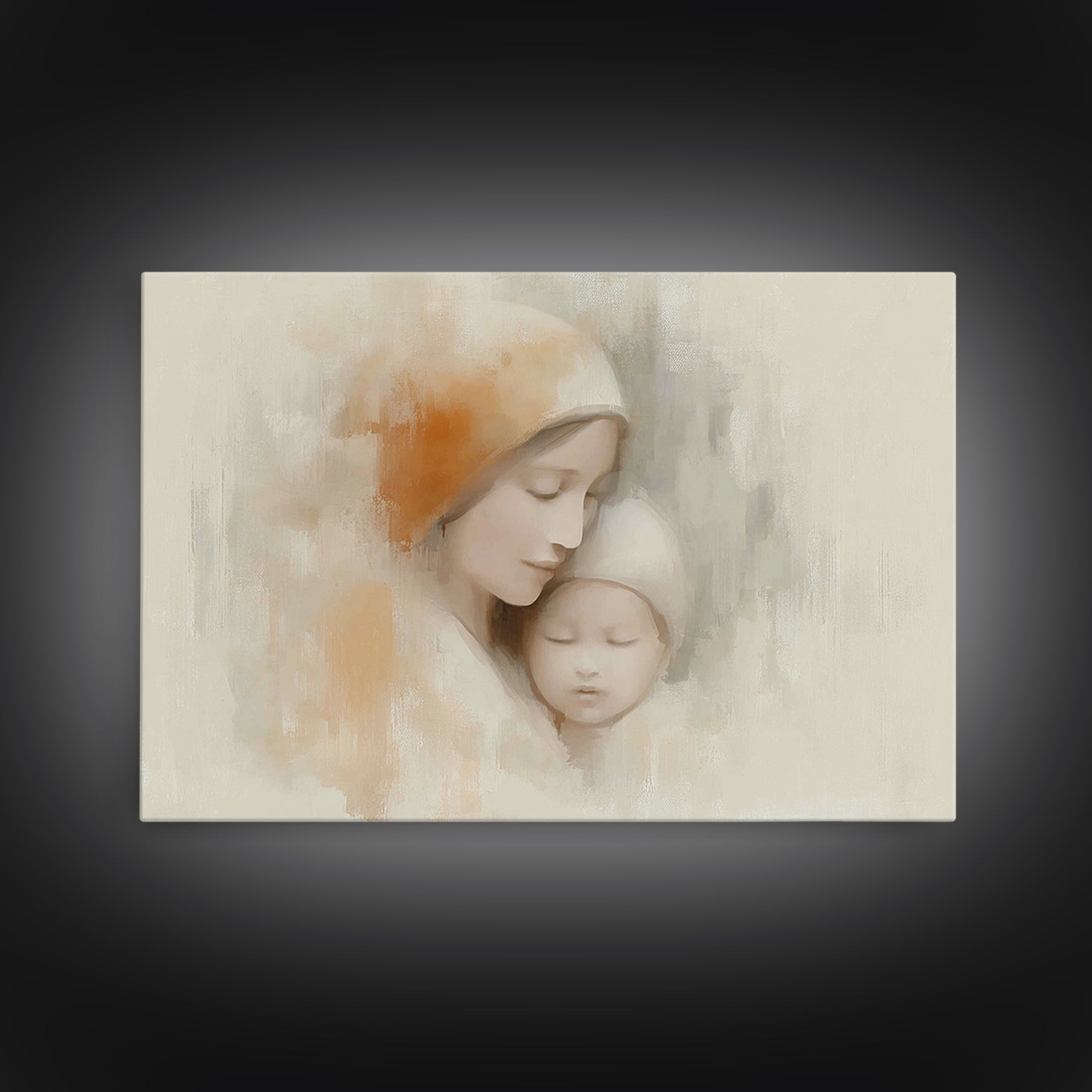 Serene Devotion | Framed Canvas Print | Christian Art | Mary And Jesus Painting | Christian Wall Art | Christian Art Canvas