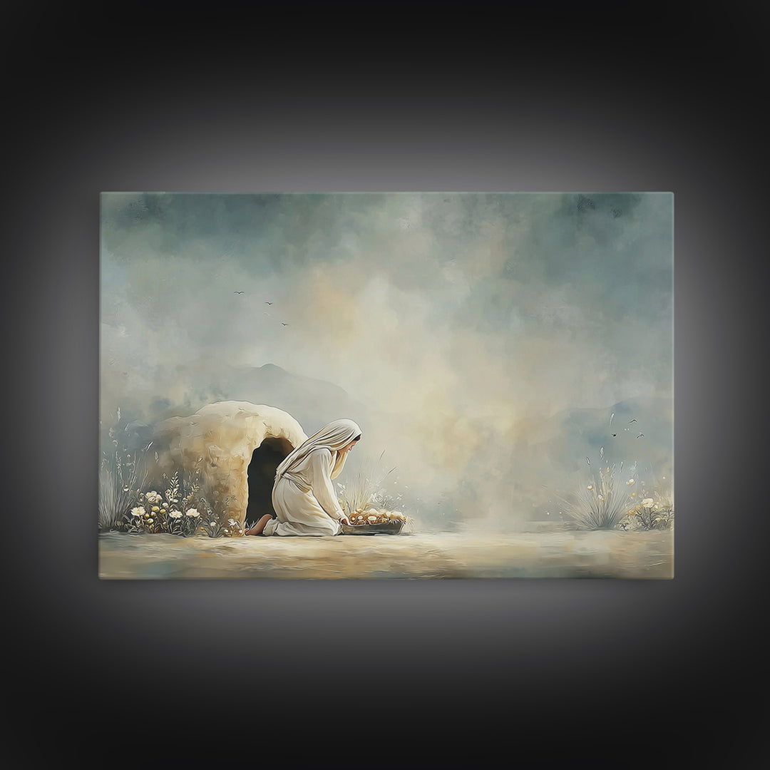 Gentle Shelter | Framed Canvas Print | Christian Art Canvas | Christian Wall Art | Christian Art | Mary And Jesus Painting