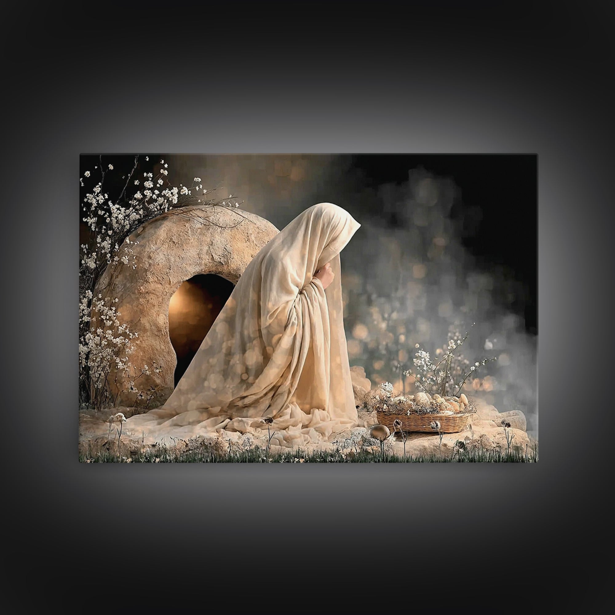 Quiet Bethlehem Night | Framed Canvas Print | Christian Wall Art | Christian Art Canvas | Mary And Jesus Painting | Christian Art