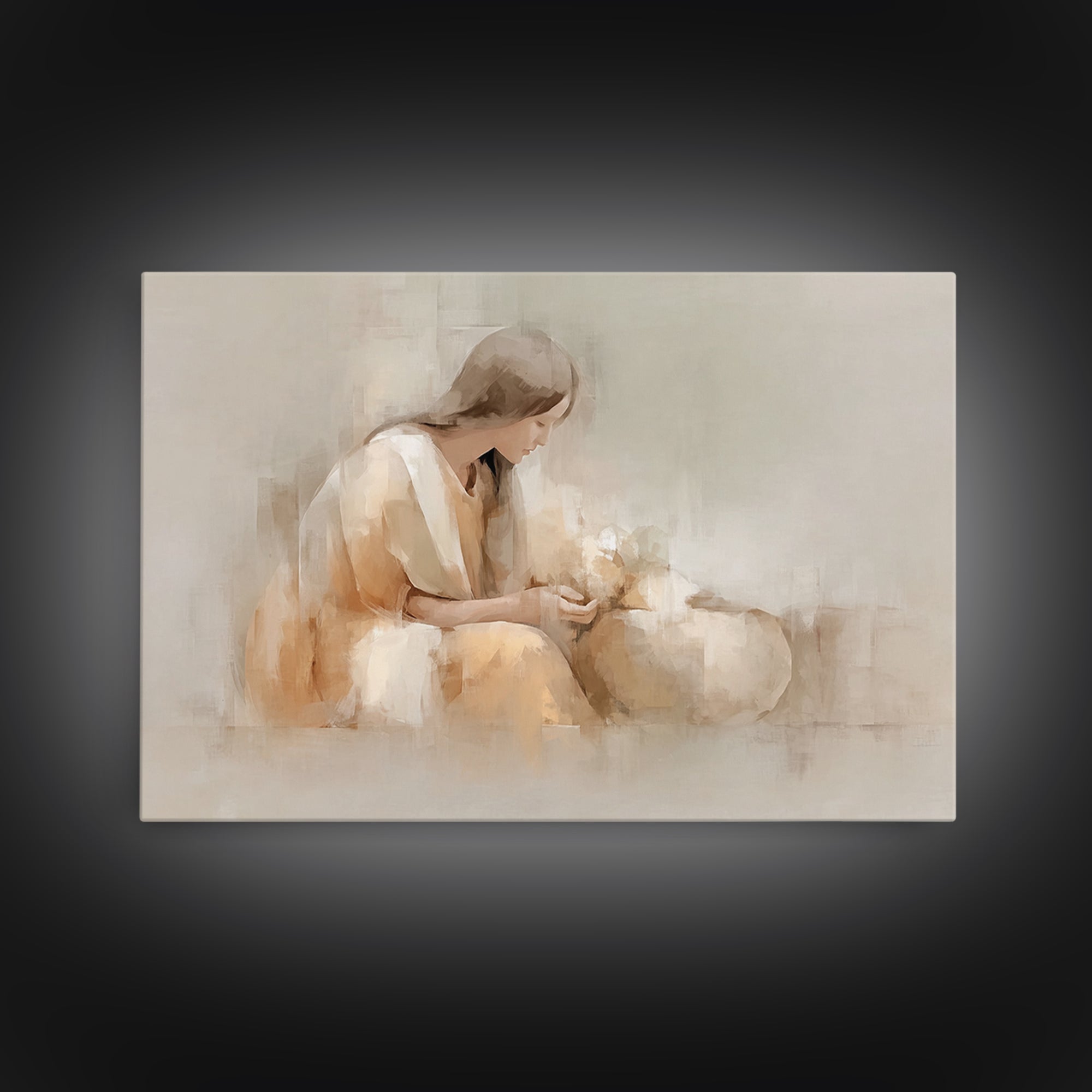 Gentle Offering Hope – Framed Canvas Print – Christian Decor – Christian Art Canvas – Christian Wall Art – Jesus Painting – Christian Gift