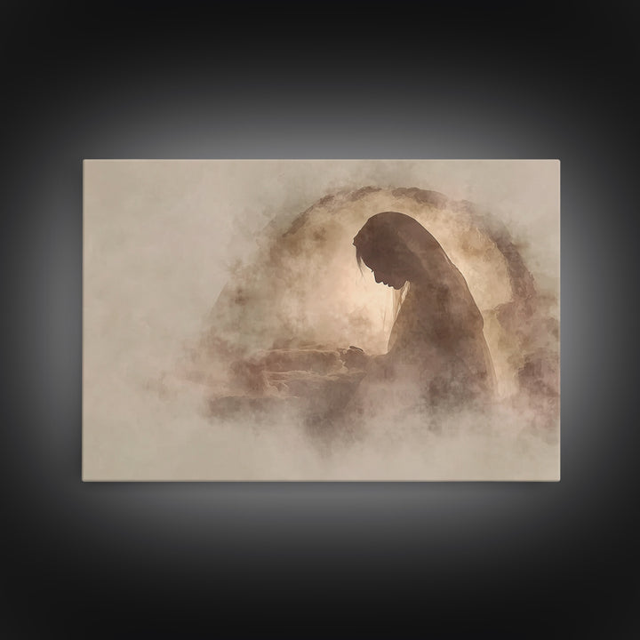 Silent Tomb Prayer – Framed Canvas Print – Christian Wall Art – Christian Gift Ideas – Christian Art Canvas – Jesus Painting – Christian De