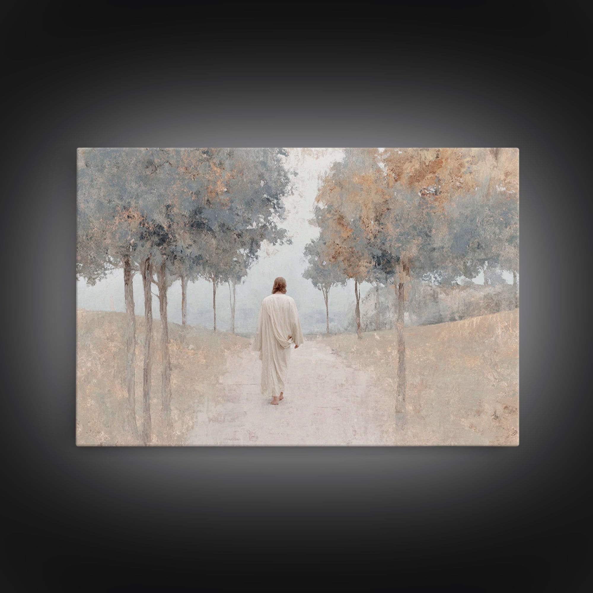 Peaceful Orchard Path – Framed Canvas Print – Christian Gift Ideas – Christian Wall Art – Christian Decor – Jesus Painting – Christian Art