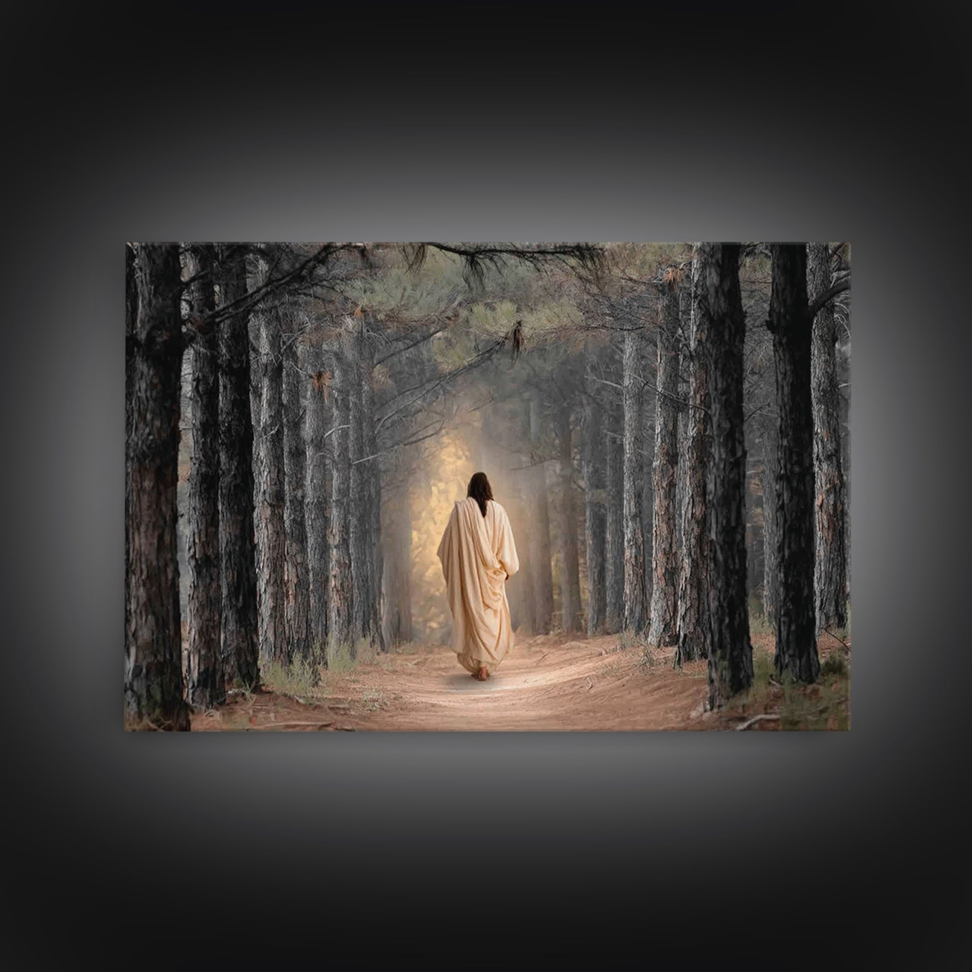 Woodland Savior Steps – Framed Canvas Print – Christian Art Canvas – Christian Wall Art – Jesus Painting – Christian Gift Ideas – Christian