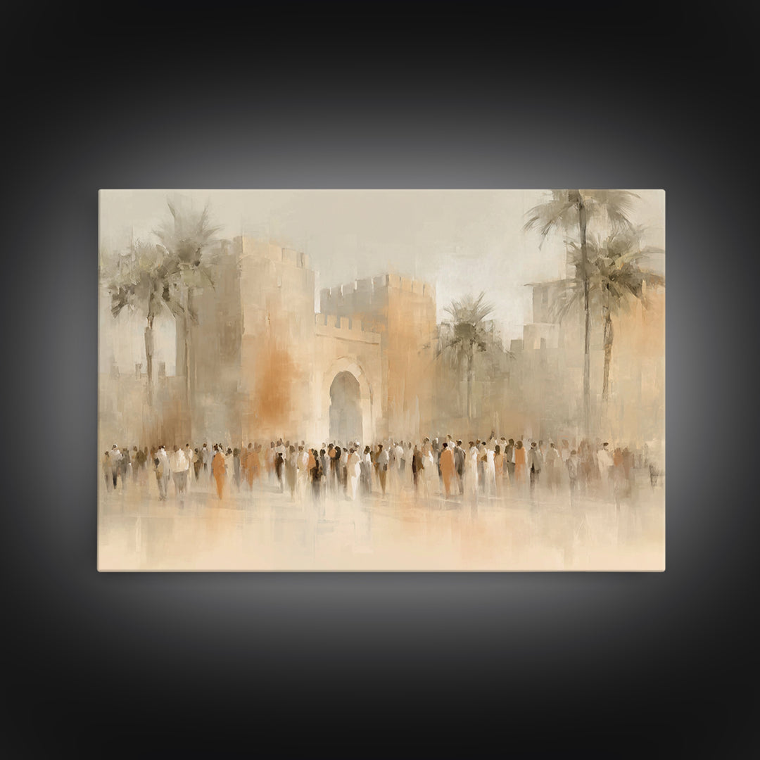 Jerusalem Gate Dawn – Framed Canvas Print – Christian Art Canvas – Christian Wall Art – Christian Art – Christian Gift Ideas – Subtle Chris