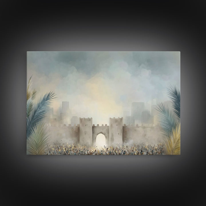 Hosanna Gathering, Framed Canvas Print, Christian Wall Art, Christian Christmas Decor, Christian Art Canvas, Jesus Painting, Christian Deco