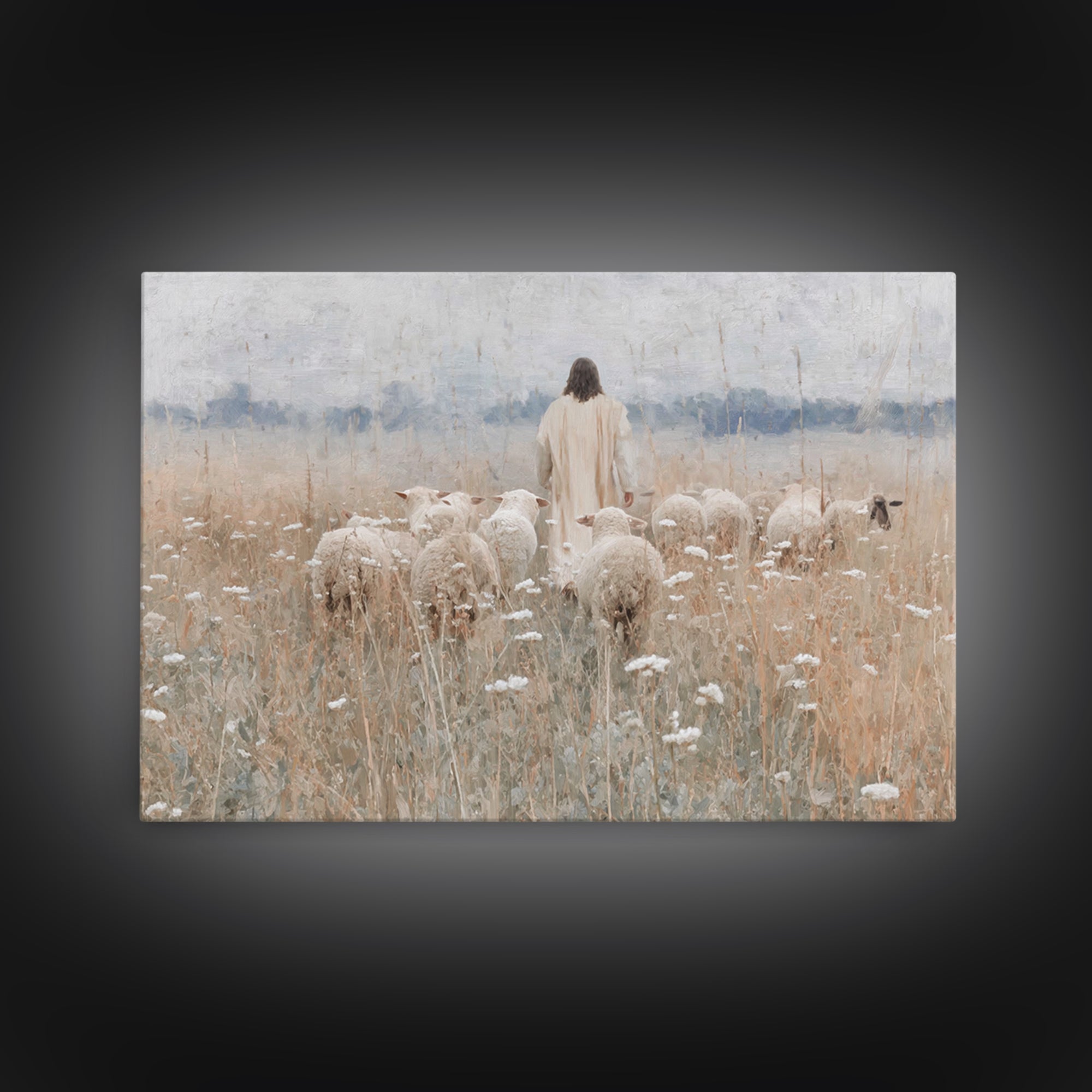 Shepherd’s Calling, Framed Canvas Print, Jesus Painting, Christian Wall Art, Christian Art Canvas, Christian Gift, Vintage Christian Art