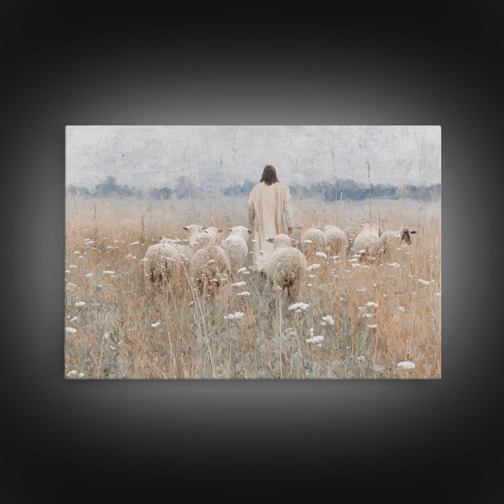 Shepherd’s Calling, Framed Canvas Print, Jesus Painting, Christian Wall Art, Christian Art Canvas, Christian Gift, Vintage Christian Art