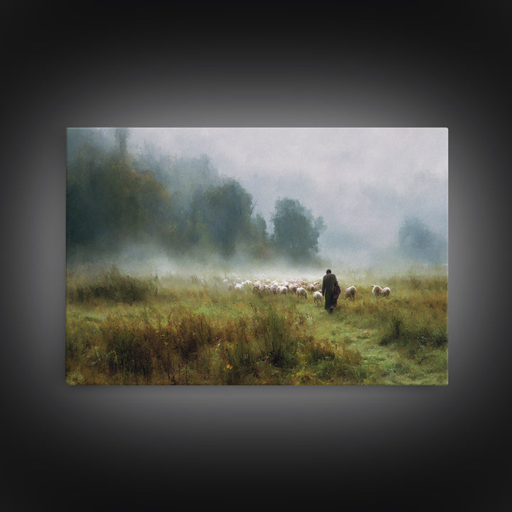 Pasture of Peace | Framed Canvas Print | Christian Art Canvas | Jesus Painting | Christian Wall Art | Christian Gift Ideas | Subtle Christi