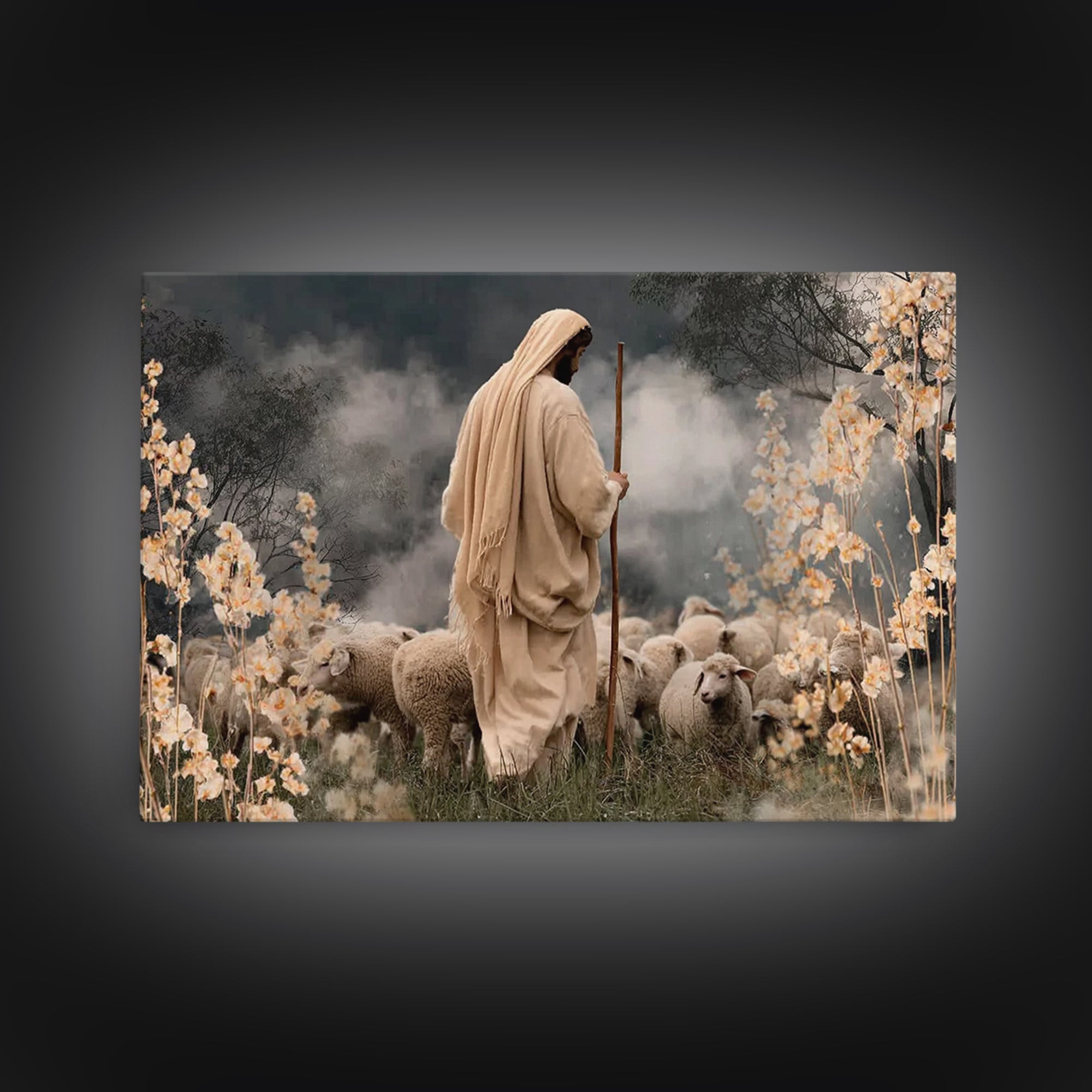 Staff Of Mercy | Framed Canvas Print | Jesus Painting | Christian Art Canvas | Christian Wall Art | Christian Art Print | Christian Gift
