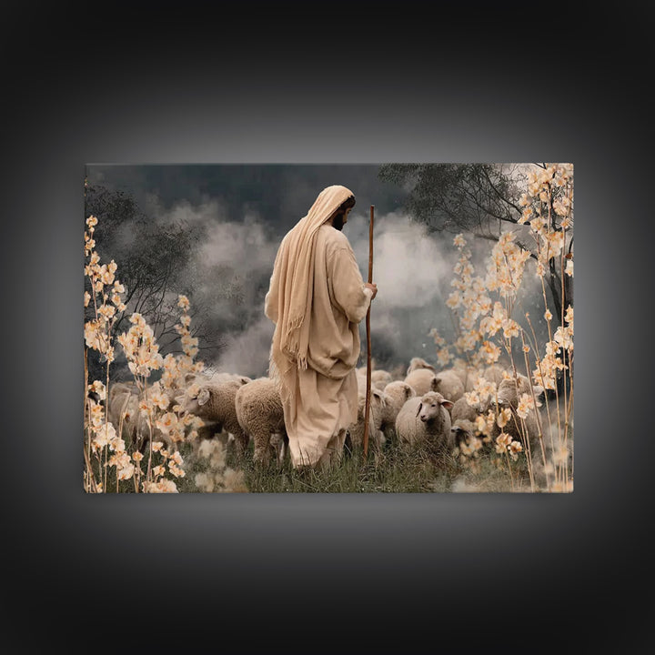 Staff Of Mercy | Framed Canvas Print | Jesus Painting | Christian Art Canvas | Christian Wall Art | Christian Art Print | Christian Gift