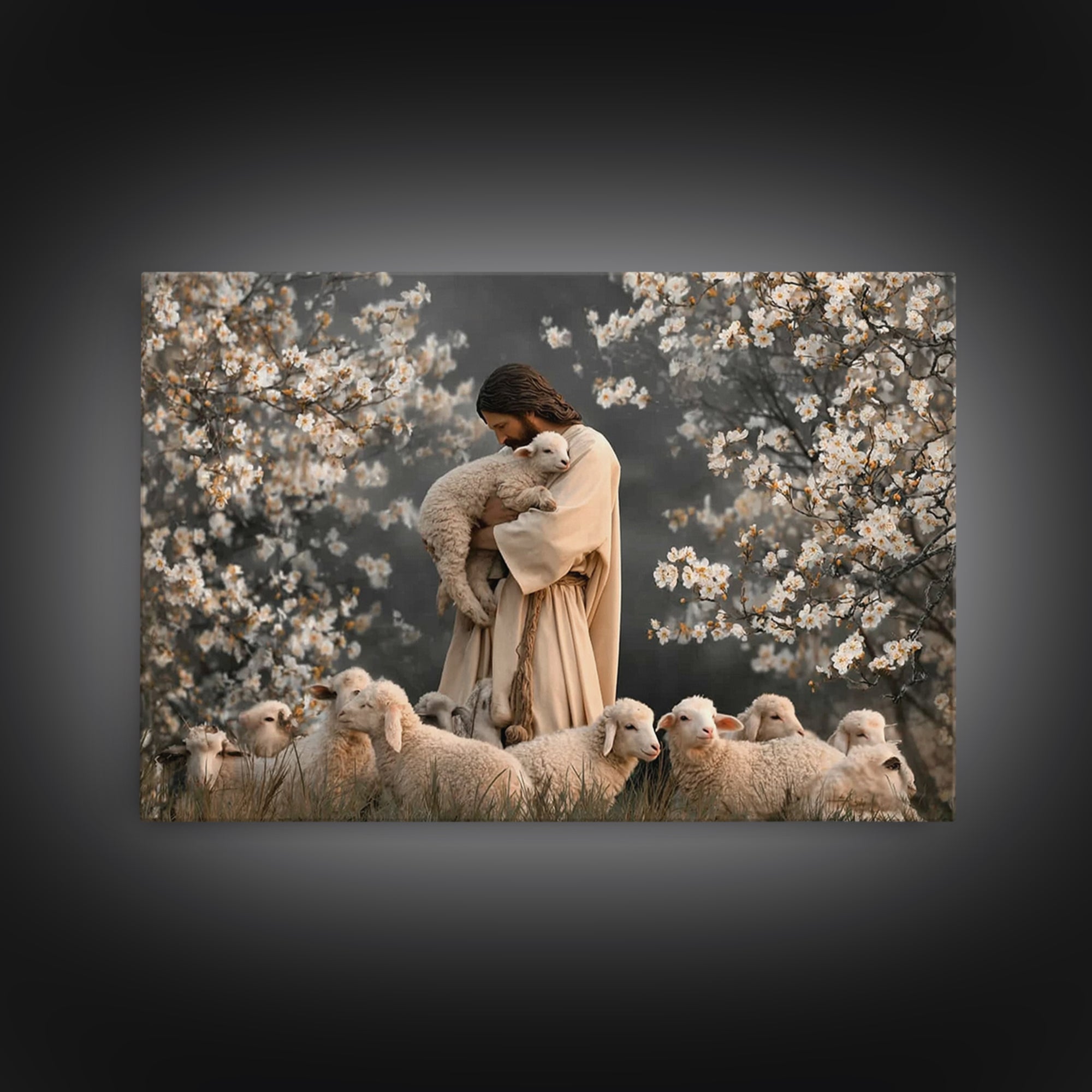 Lamb Of Comfort, Framed Canvas Print, Jesus Painting, Christian Art Canvas, Christian Wall Art, Christian Gift, Modern Christian Art