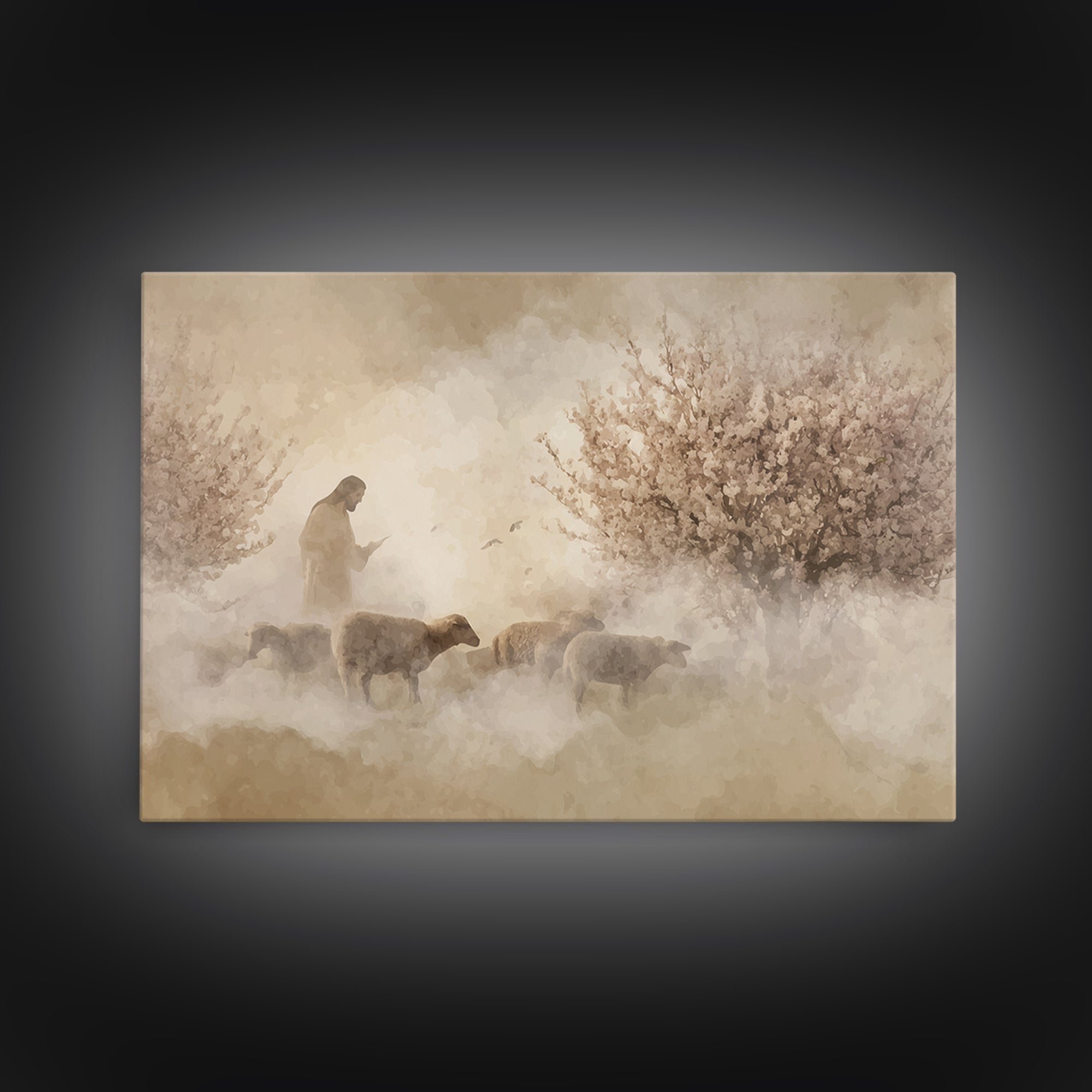 Shepherd’s Quiet Path – Framed Canvas Print – Christian Decor – Christian Art Canvas – Jesus Painting – Christian Wall Art – Christmas Art