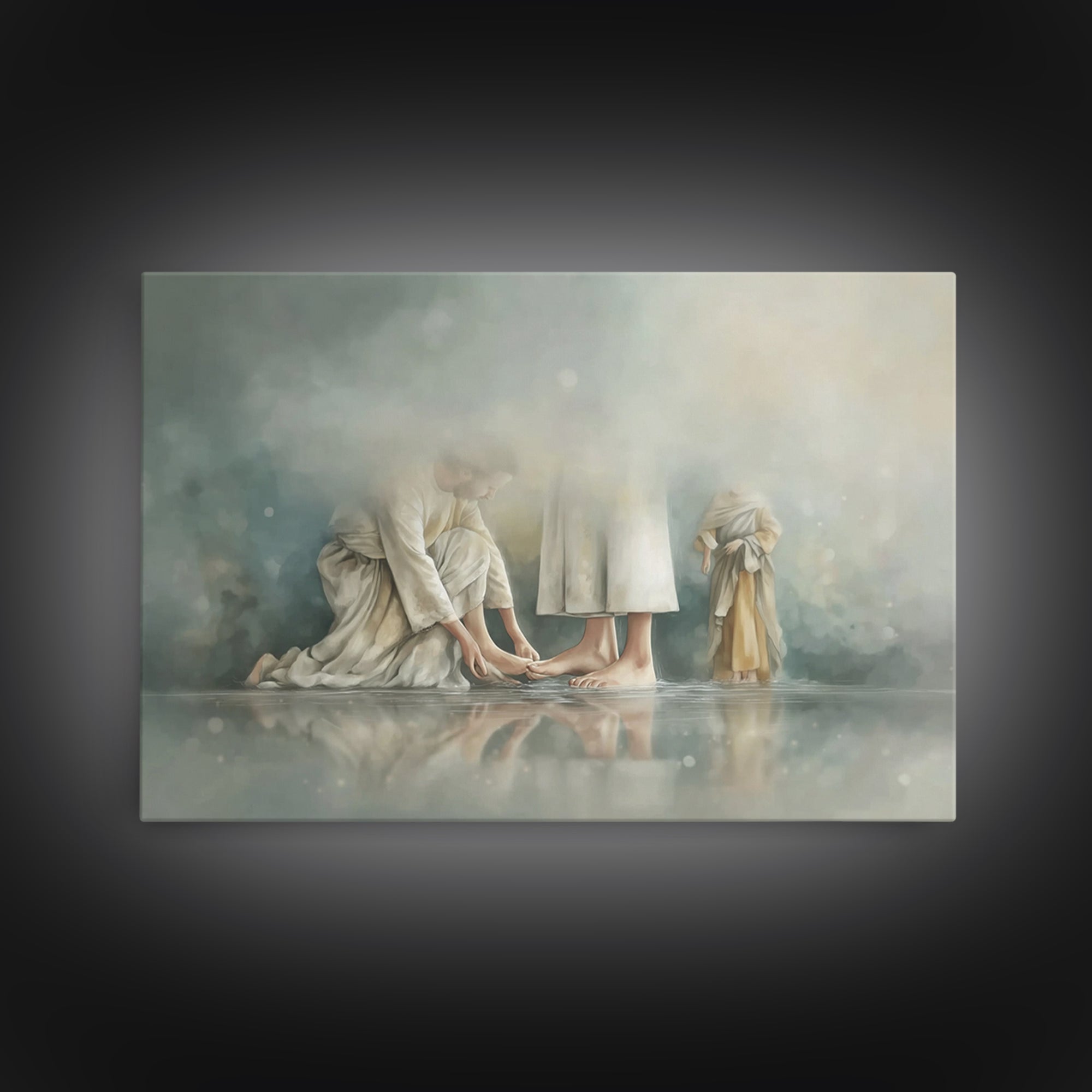 Footsteps Of Mercy, Framed Canvas Print, Christian Art Canvas, Moody Christian Art, Modern Christian Painting, Christian Wall Art, Christia