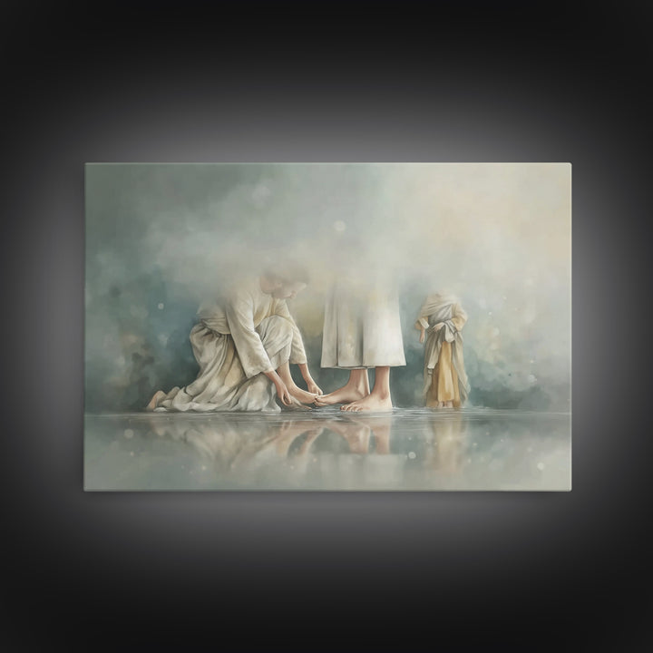 Footsteps Of Mercy, Framed Canvas Print, Christian Art Canvas, Moody Christian Art, Modern Christian Painting, Christian Wall Art, Christia