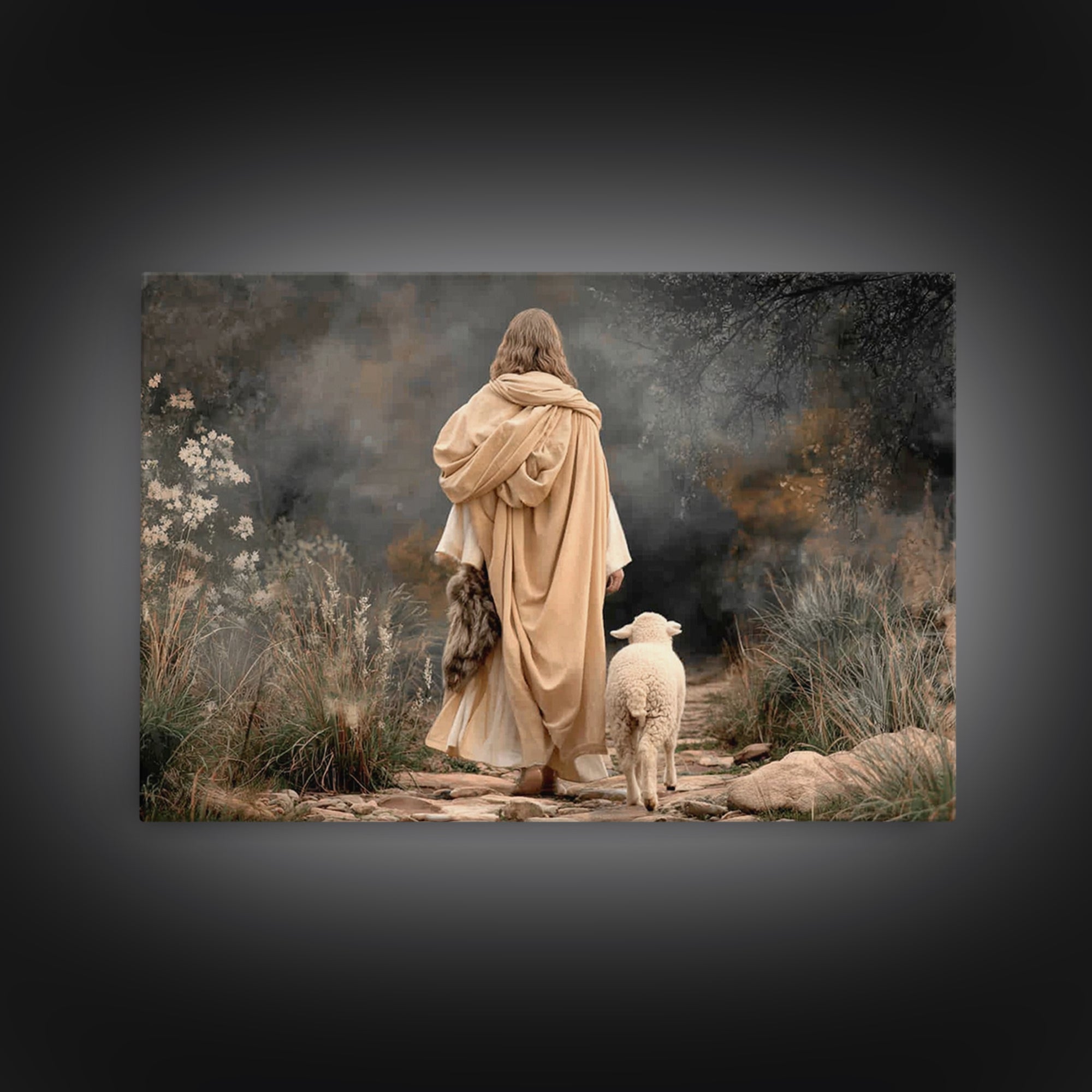 Faithful Journey Light – Framed Canvas Print – Christian Wall Art – Jesus Painting – Christian Christmas Art – Christian Art Canvas – Chris