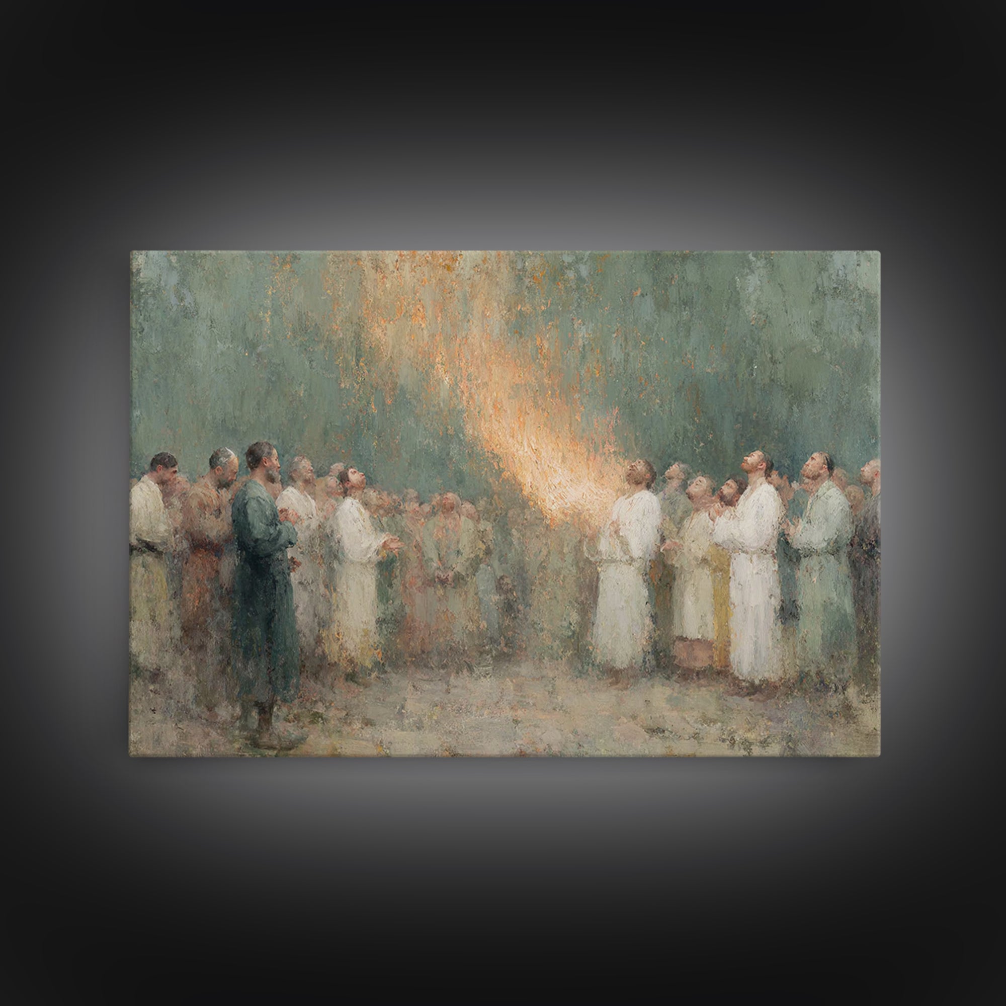 Pentecost Rising Fire – Framed Canvas Print – Christian Christmas Art – Christian Wall Art – Christian Art Canvas – Christian Painting – Ch
