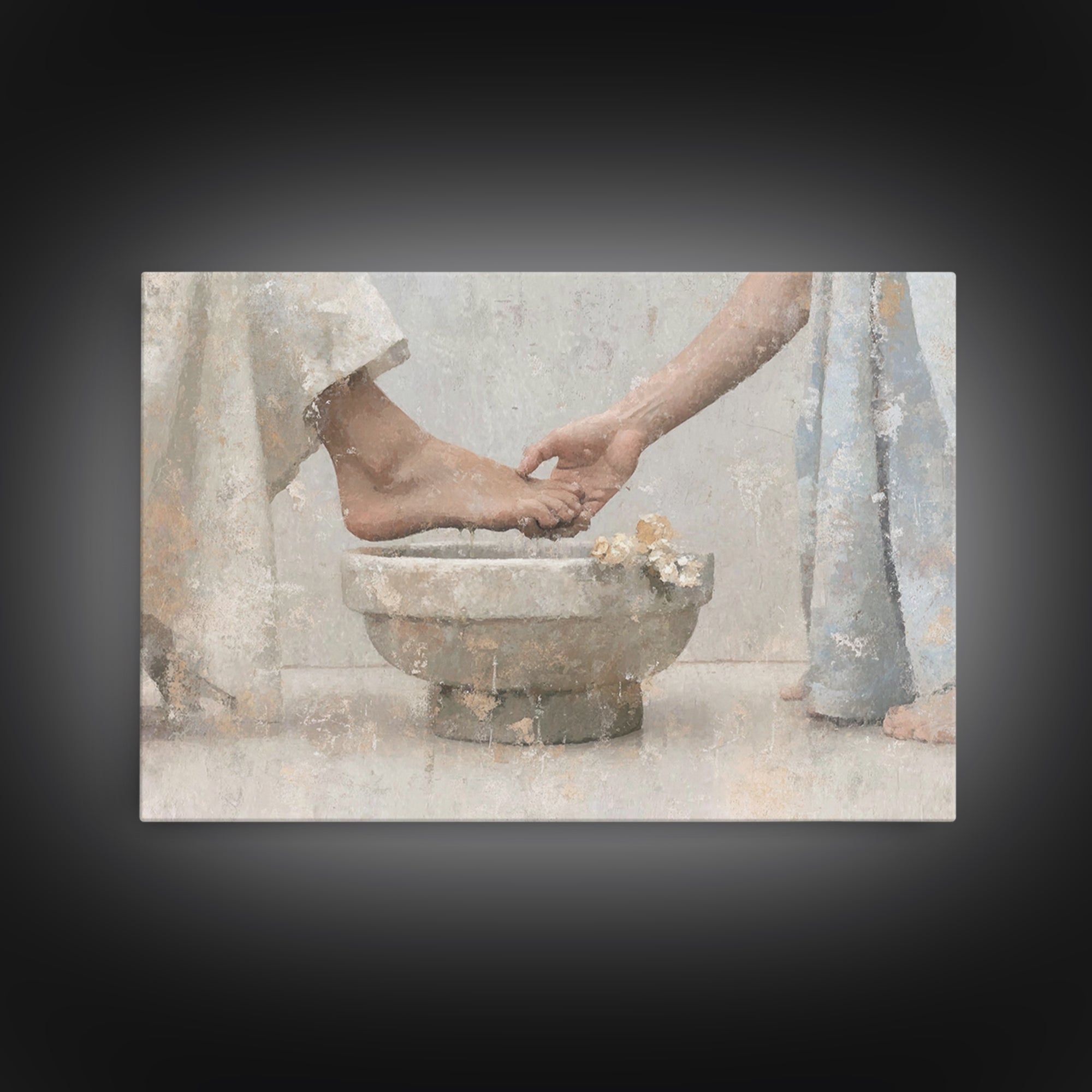 Sacred Washing – Framed Canvas Print – Christian Art Print – Subtle Christian Paintings – Christian Wall Art – Christian Art Gift – Modern