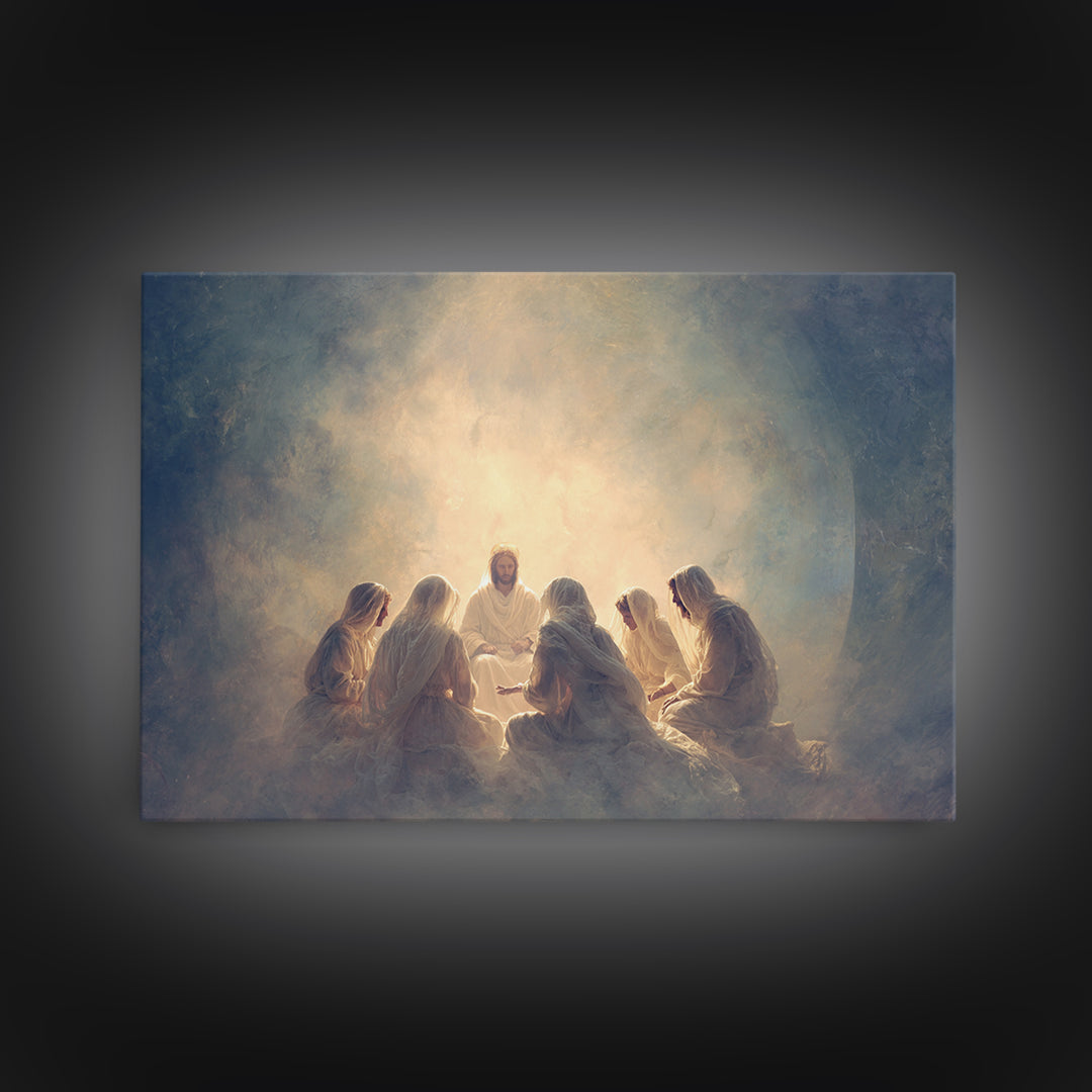 Heavenly Circle | Framed Canvas Print | Christian Art Canvas | Jesus Painting | Modern Christian Art | Christian Wall Art | Christian Chris