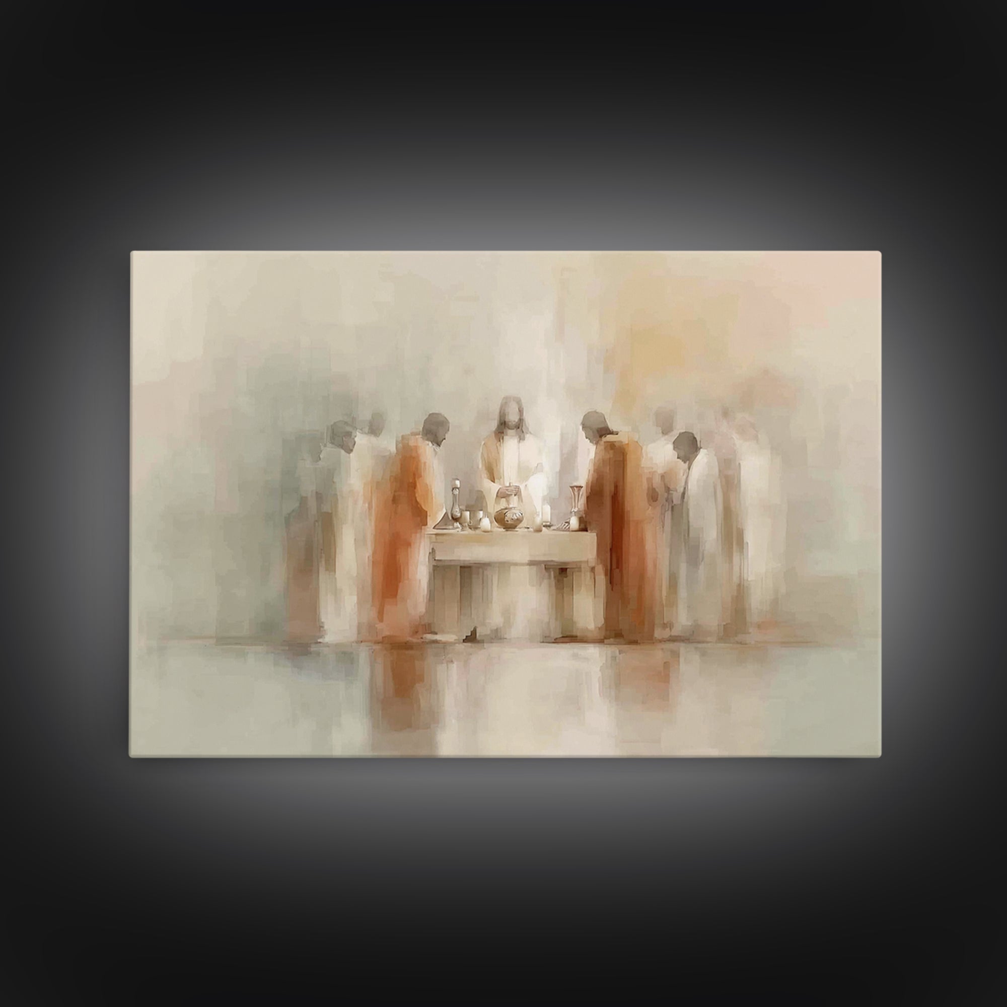Celestial Supper, Framed Canvas Print, Christian Art Print, Jesus Painting, Christian Wall Art, Minimalist Christian Art, Christmas Art Pri