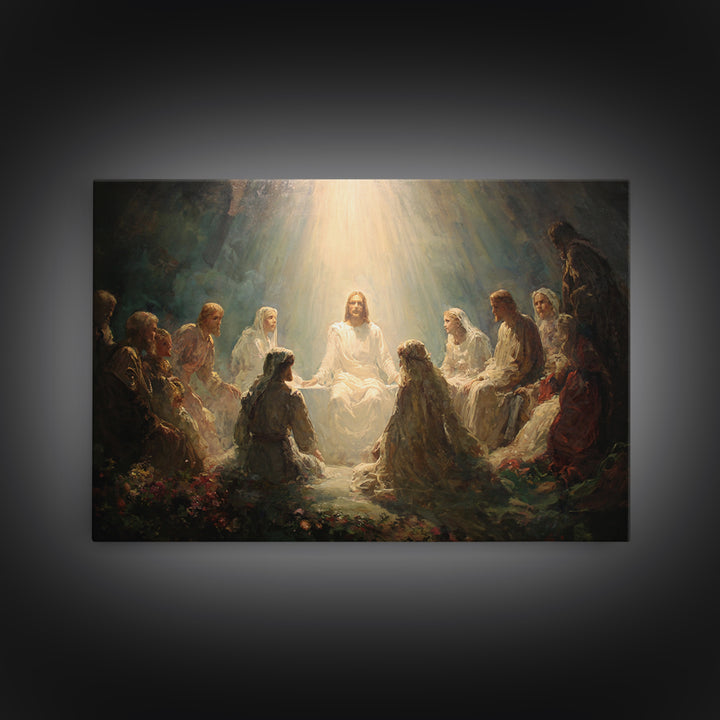 Divine Illumination, Framed Canvas Print, Christian Wall Art, Jesus Canvas Art, Modern Christian Painting, Christian Christmas Art, Christi