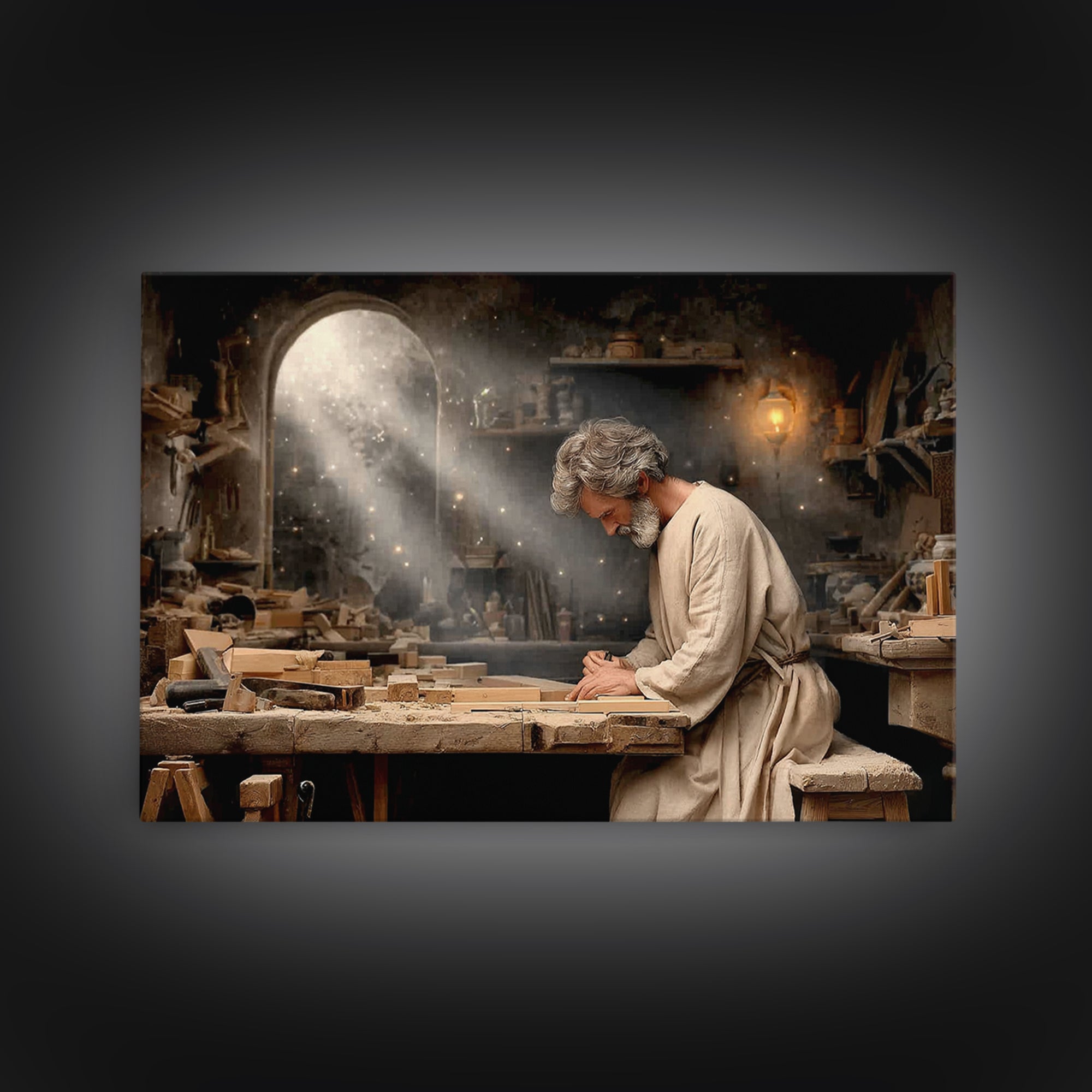 Shepherd’s Craft, Framed Canvas Print, Christian Art Canvas, Christian Wall Art, Jesus Painting, Moody Christian Art, Christian Gift, Chris