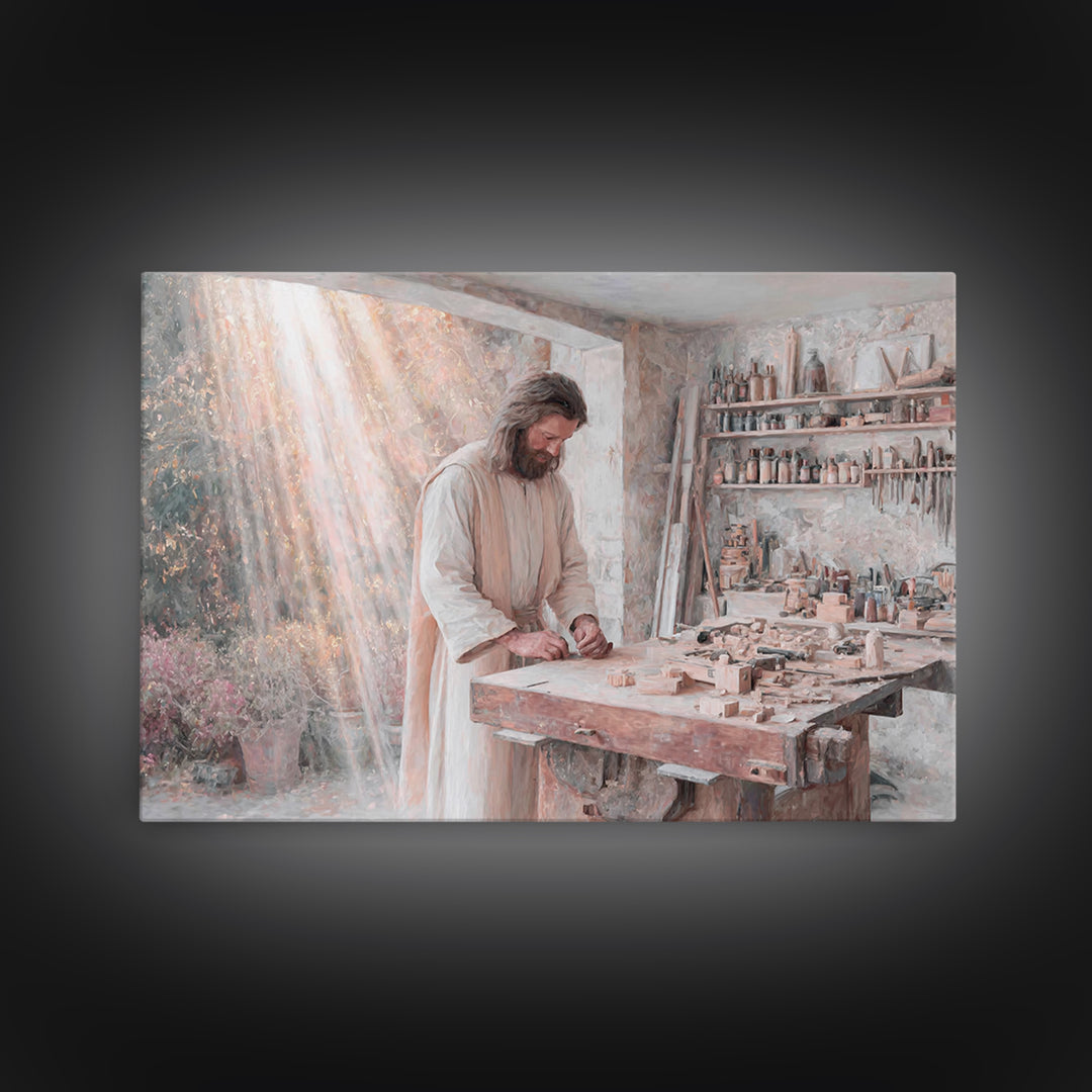 Radiant Artisan | Framed Canvas Print | Jesus Painting | Christian Wall Art | Christian Art Canvas | Modern Christian Painting | Christian