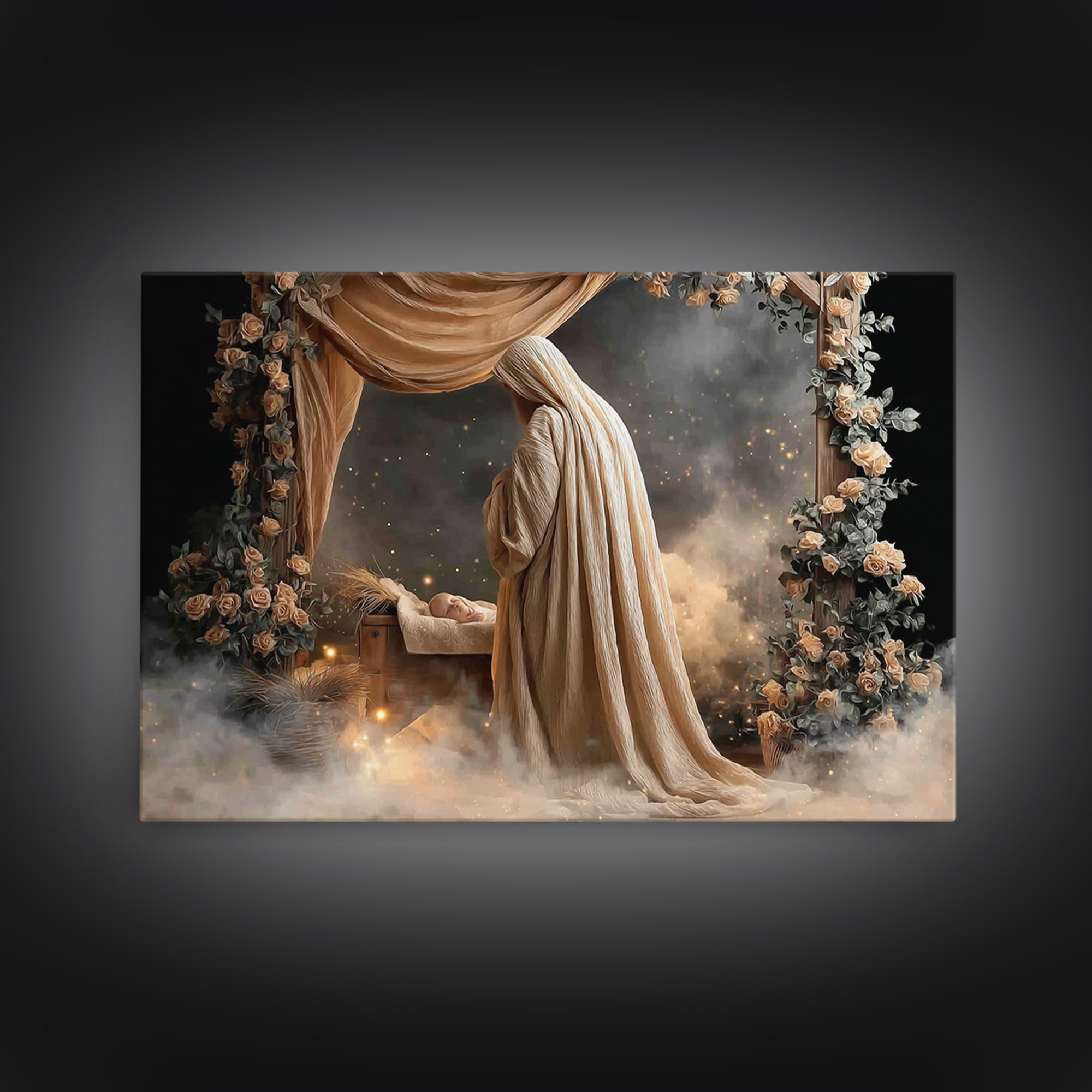 Holy Nativity – Framed Canvas Print – Christian Christmas Art – Christian Wall Art – Jesus Painting – Christian Art Canvas – Christmas Art