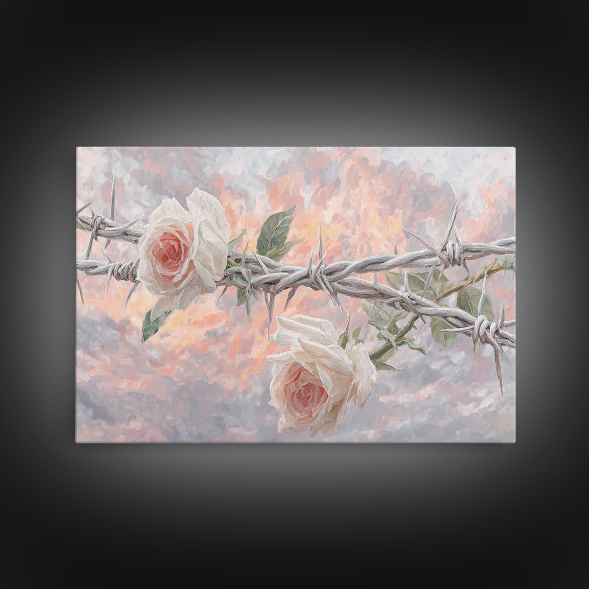Roses Of Redemption – Framed Canvas Print – Christian Wall Art – Christian Art Canvas – Moody Christian Art – Christian Christmas Art – Mod