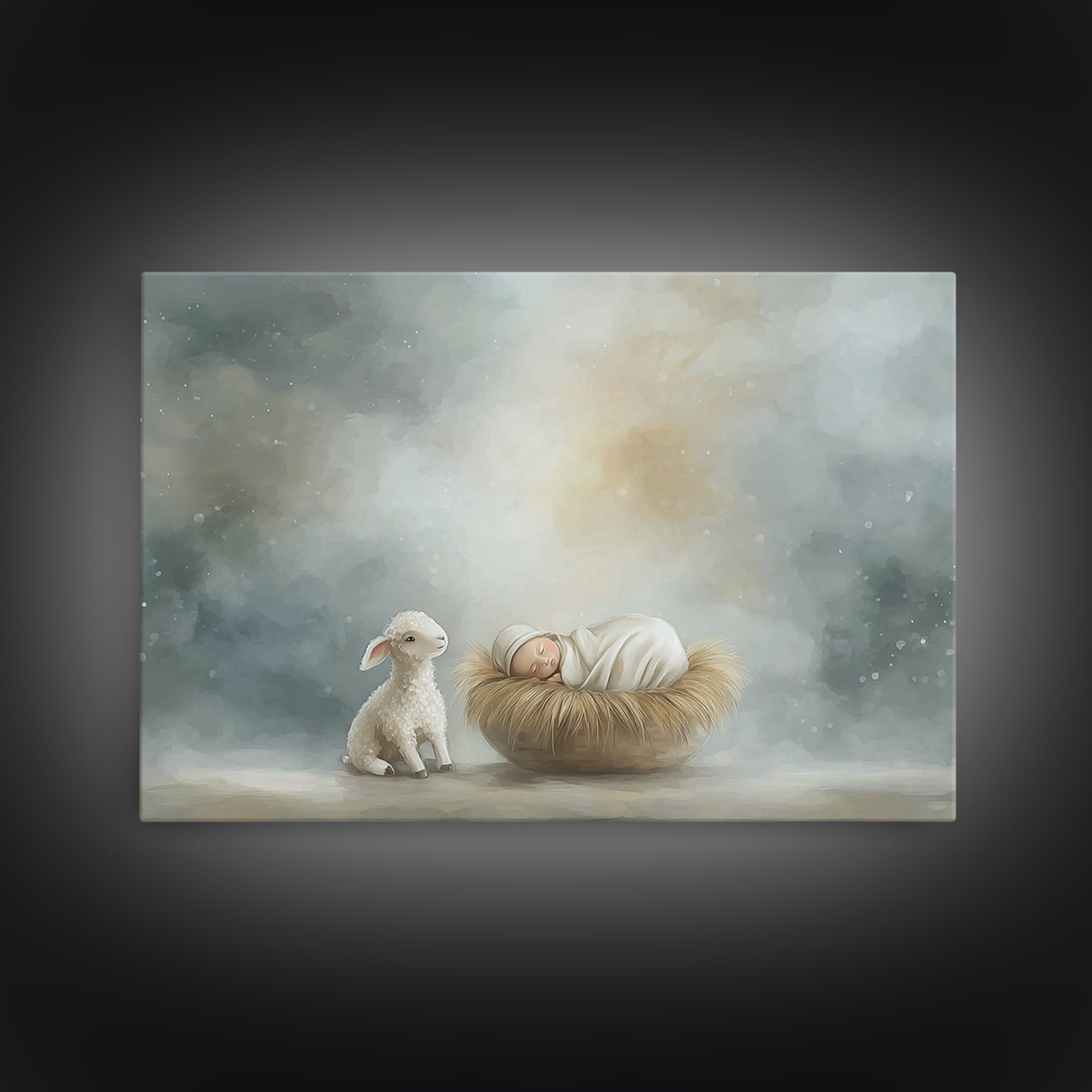 Heaven’s Cradle – Framed Canvas Print – Christian Christmas Art – Christian Wall Art – Christian Art Canvas – Modern Christian Art – Christ