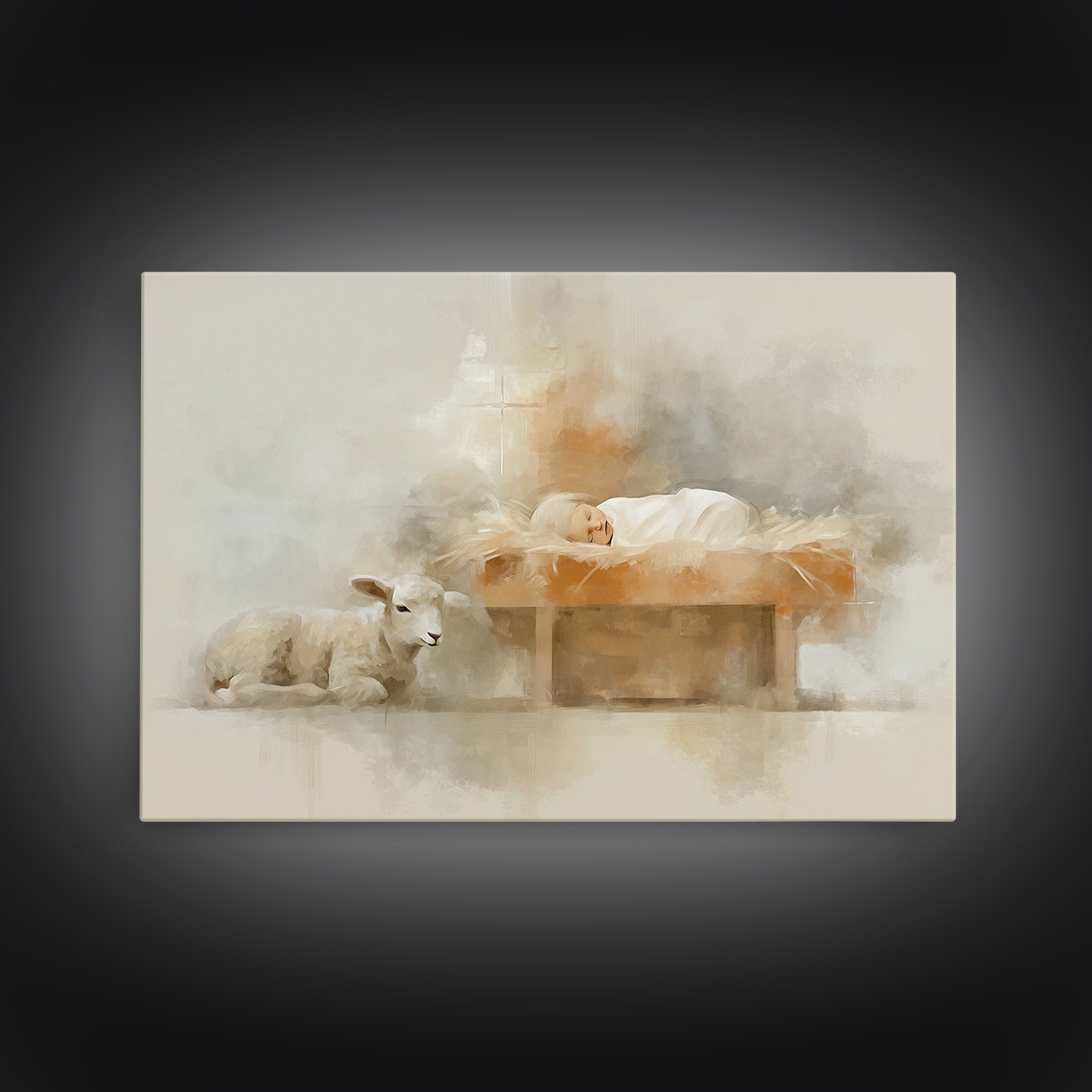 Peaceful Arrival – Framed Canvas Print – Christian Wall Art – Christian Art Canvas – Minimalist Christian Art – Christian Christmas – Chris