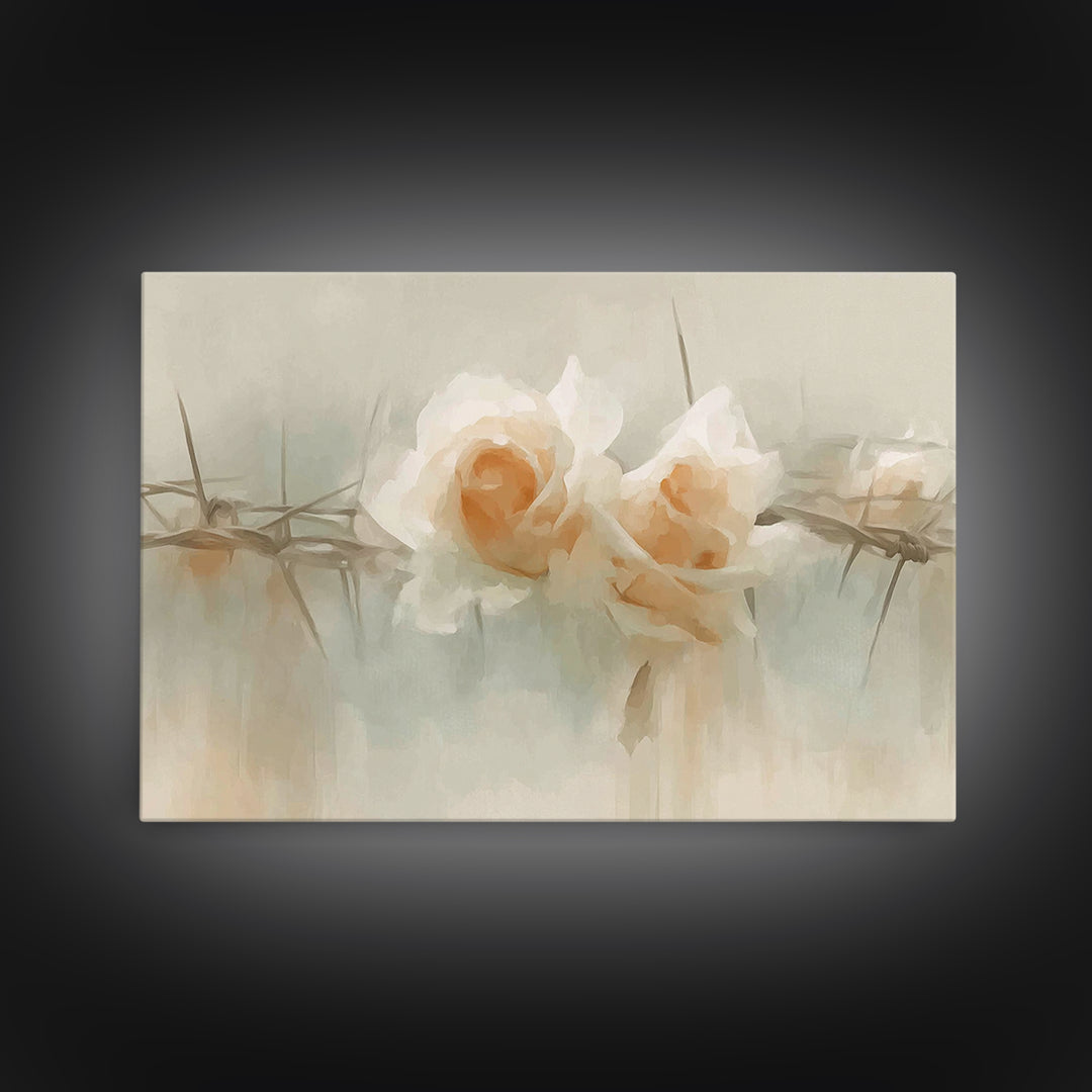 Roses Of Mercy – Framed Canvas Print – Christian Art Prints – Christian Wall Art – Abstract Christian Art – Subtle Christian Art – Christia