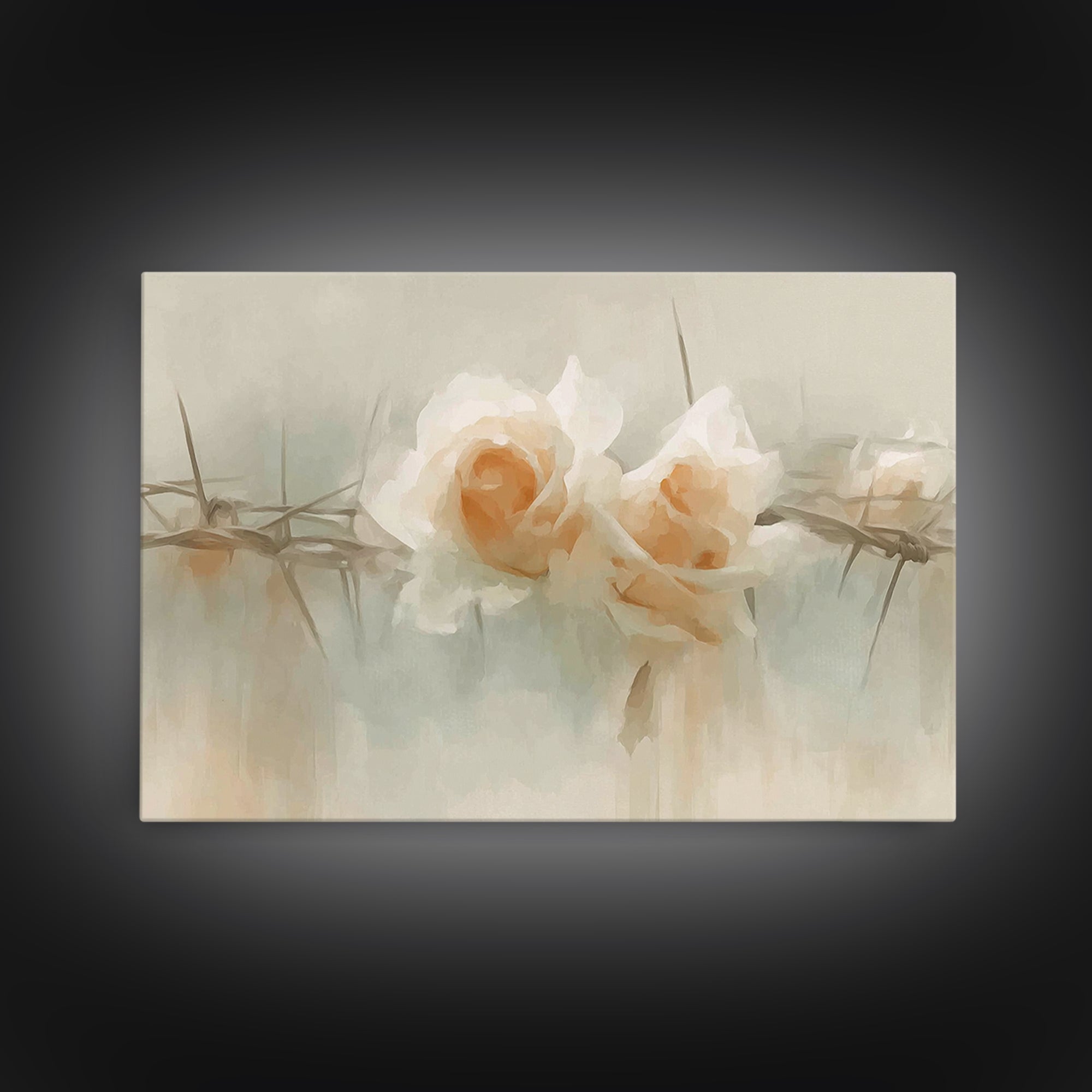 Roses Of Mercy – Framed Canvas Print – Christian Art Prints – Christian Wall Art – Abstract Christian Art – Subtle Christian Art – Christia