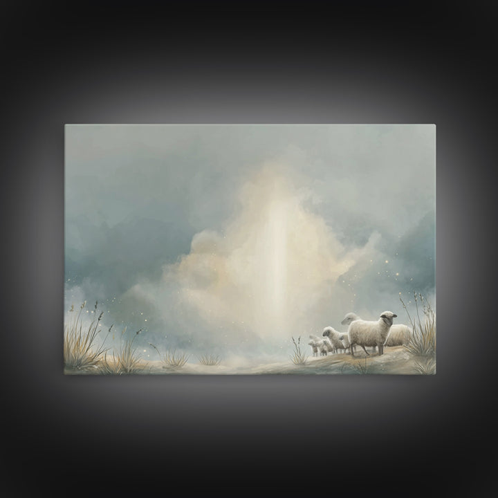 Light of the Meadow – Framed Canvas Print – Christian Wall Art – Christian Art Canvas – Jesus Painting – Vintage Christian Art – Christmas