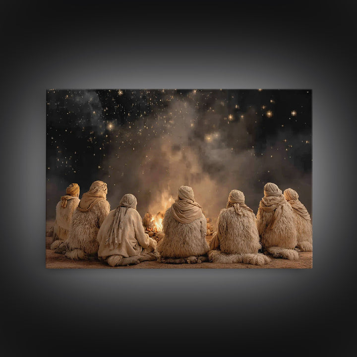 Shepherds In Wonder – Framed Canvas Print – Christian Wall Art – Christmas Art – Christian Christmas Art – Jesus Painting – Christian Art C