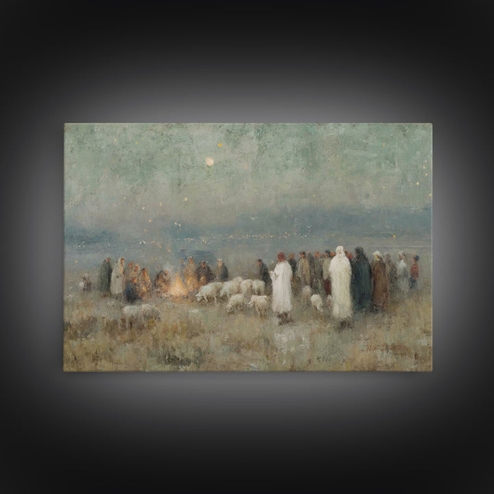 Night Of Shepherds – Framed Canvas Print – Christmas Wall Art – Christian Art Canvas – Christian Christmas Art – Christian Decor – Jesus Pa