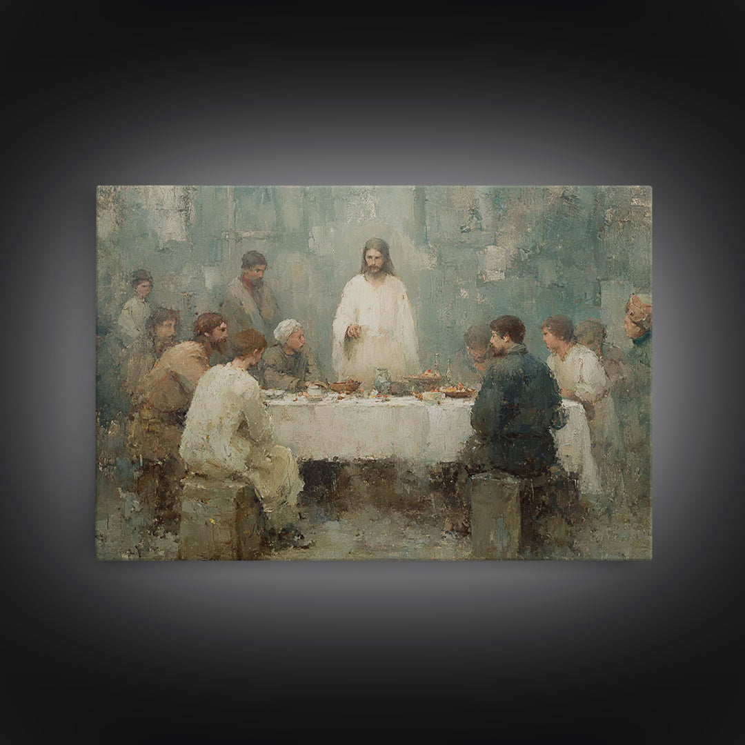 Table Of Grace – Framed Canvas Print – Jesus Painting – Christian Art Canvas – Christian Wall Art – Christian Art – Subtle Christian Art –