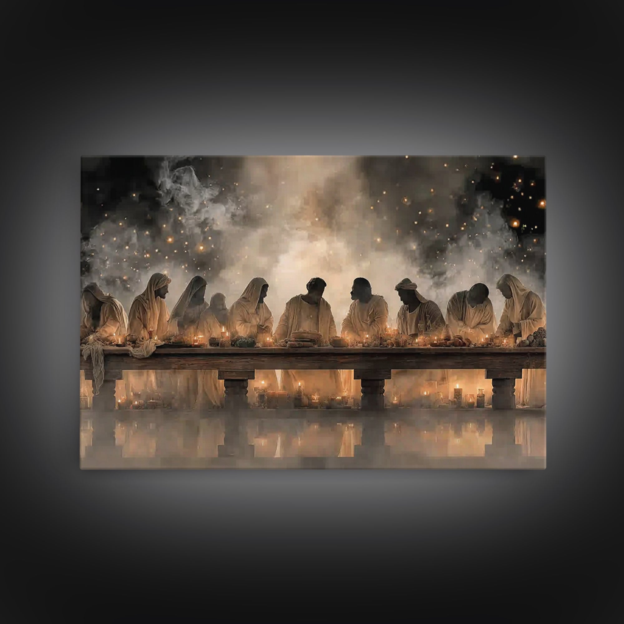 Heavenly Last Supper – Framed Canvas Print – Christian Wall Art – Jesus Painting – Christian Art Canvas – Christian Art – Modern Christian