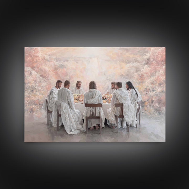 Heavenly Supper Light | Framed Canvas Print | Christian Wall Art | Jesus Painting | Christian Art Canvas | Modern Christian Art | Christian