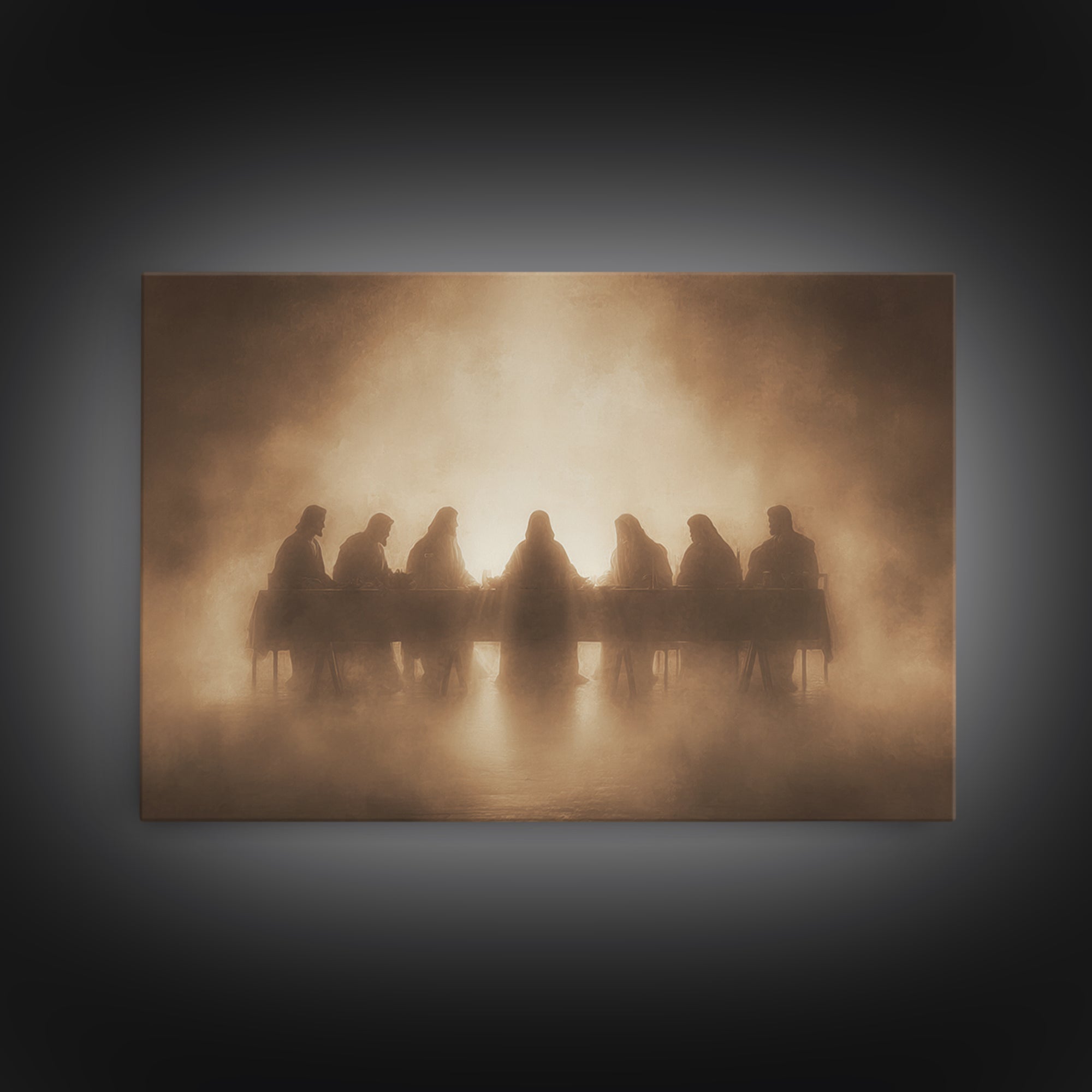 Sacred Table Radiance | Framed Canvas Print | Christian Art Canvas | Jesus Painting | Christian Wall Art | Moody Christian Art | Unique Chr