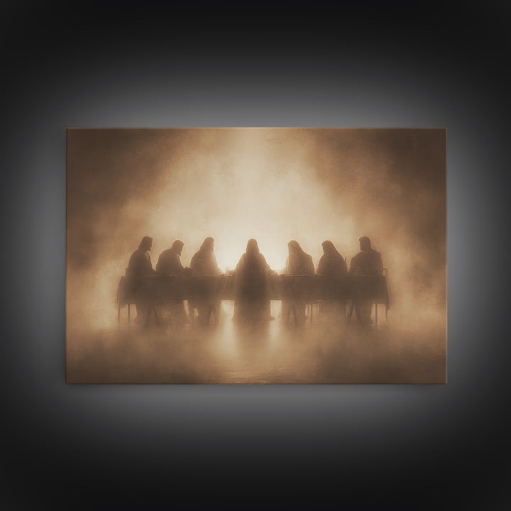 Sacred Table Radiance | Framed Canvas Print | Christian Art Canvas | Jesus Painting | Christian Wall Art | Moody Christian Art | Unique Chr