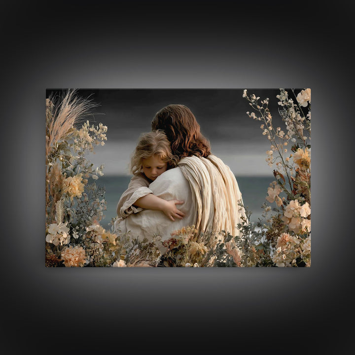 Embrace Of Peace | Framed Canvas Print | Jesus Painting | Christian Wall Art | Christian Art Canvas | Subtle Christian Art | Christian Deco