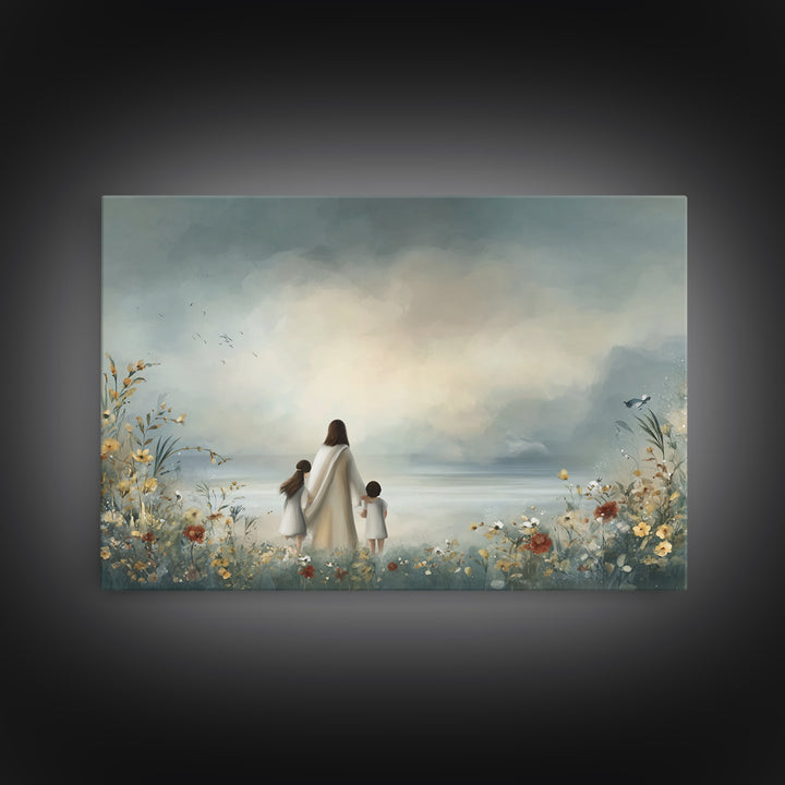 Gentle Path Hope | Framed Canvas Print | Christian Art Canvas | Christian Wall Art | Jesus Painting | Minimalist Christian Art | Christian