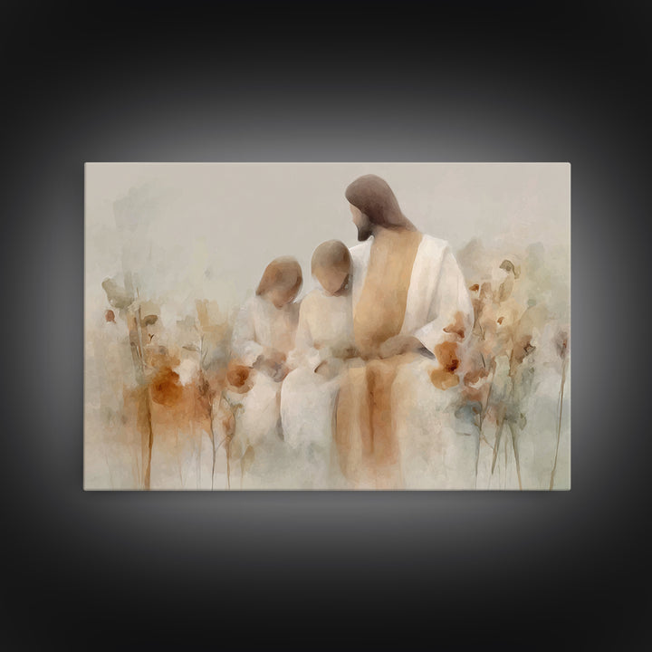 Quiet Meadow Grace | Framed Canvas Print | Christian Art Canvas | Christian Wall Art | Jesus Painting | Modern Christian Art | Christian Gi