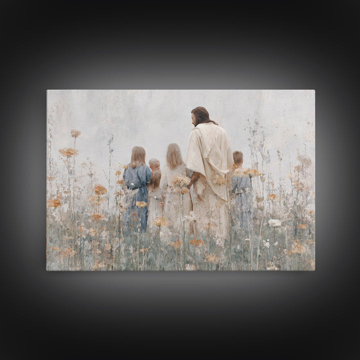 Children Of Grace | Framed Canvas Print | Christian Art Canvas | Christian Paintings | Large Jesus Painting | Christian Decor | Christmas W